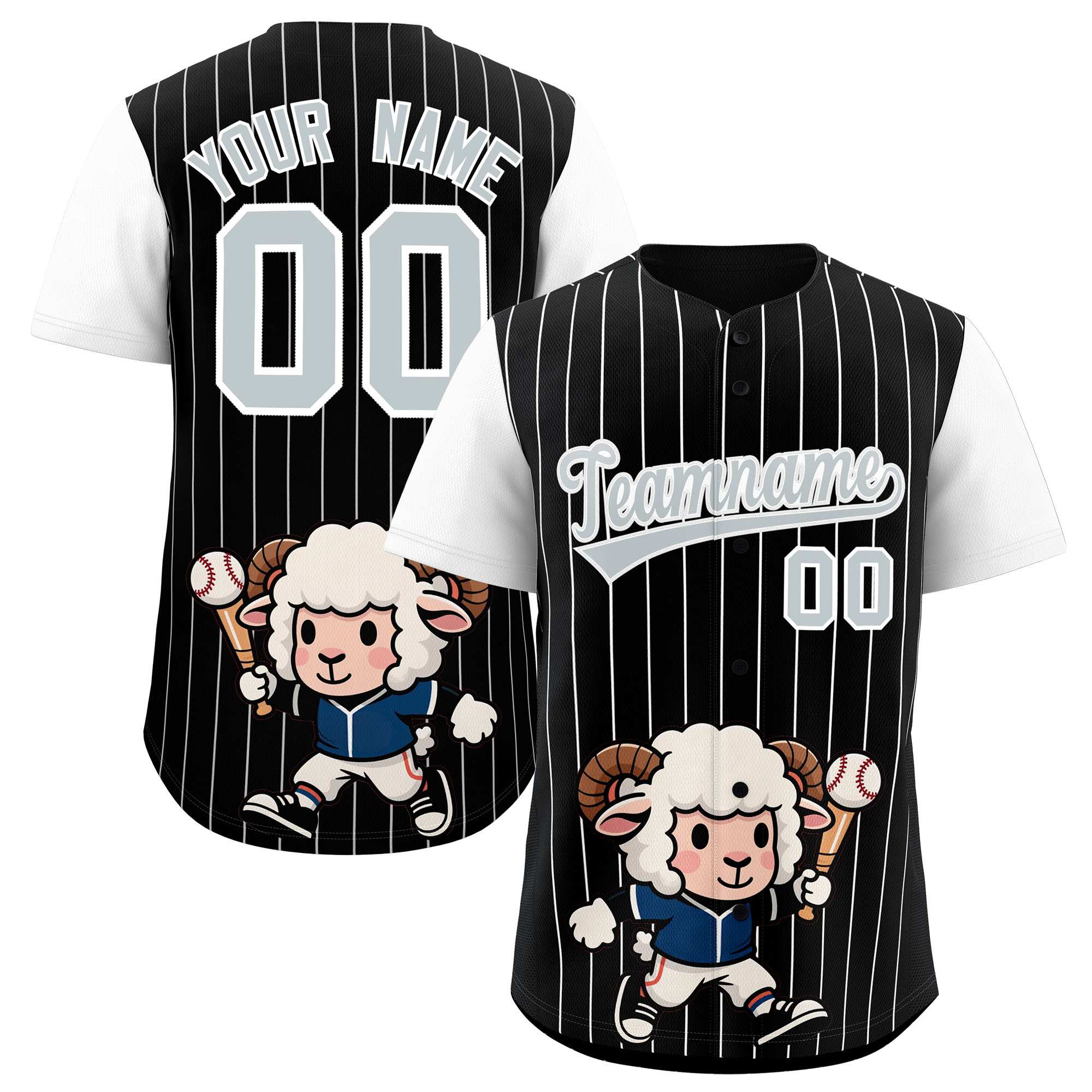 Authentisches Baseball-Trikot mit individuellem Streifen-Tiere-Graffiti-Muster, Raglanärmeln Authentisches Baseball-Trikot mit individuellem Streifen-Tiere-Graffiti-Muster, Raglanärmeln