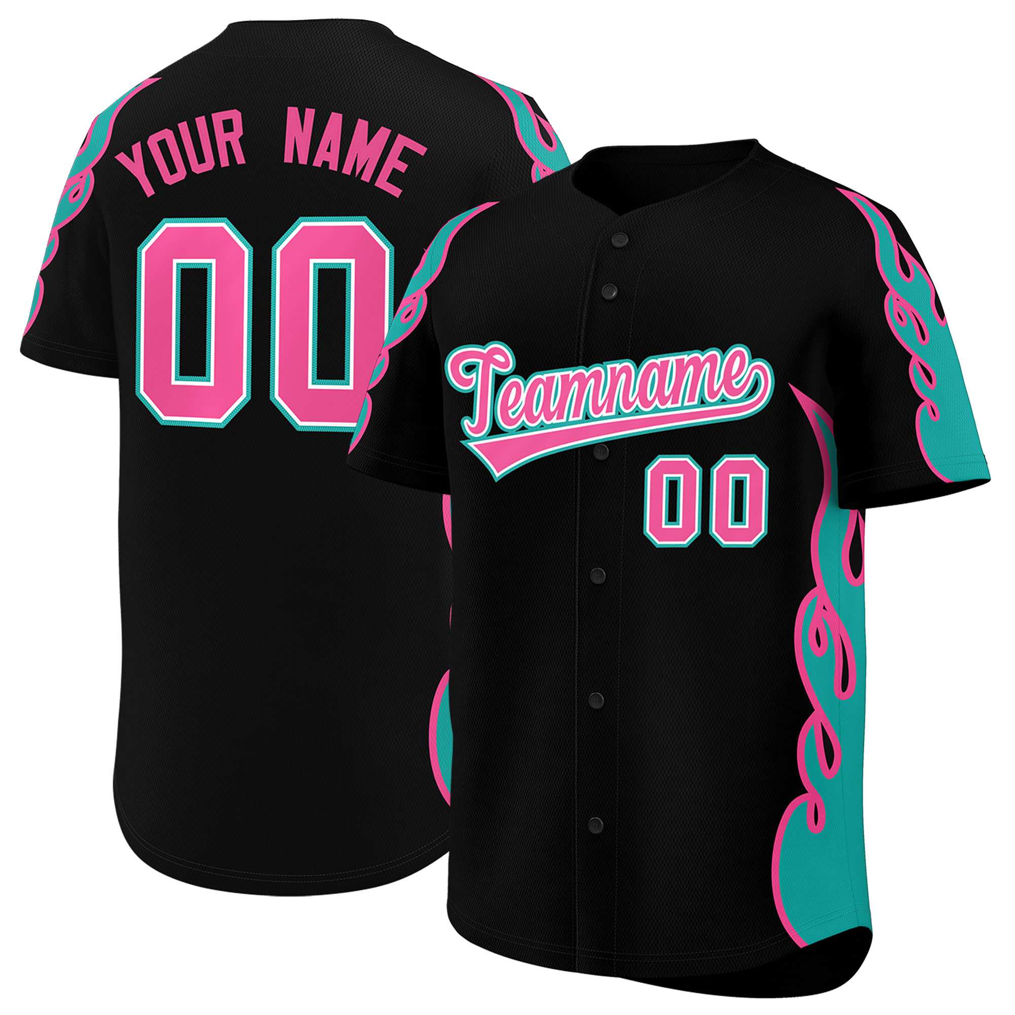 Benutzerdefiniertes Baseball-Trikot mit Seitenflammen-Umrissmuster für Sportuniformen