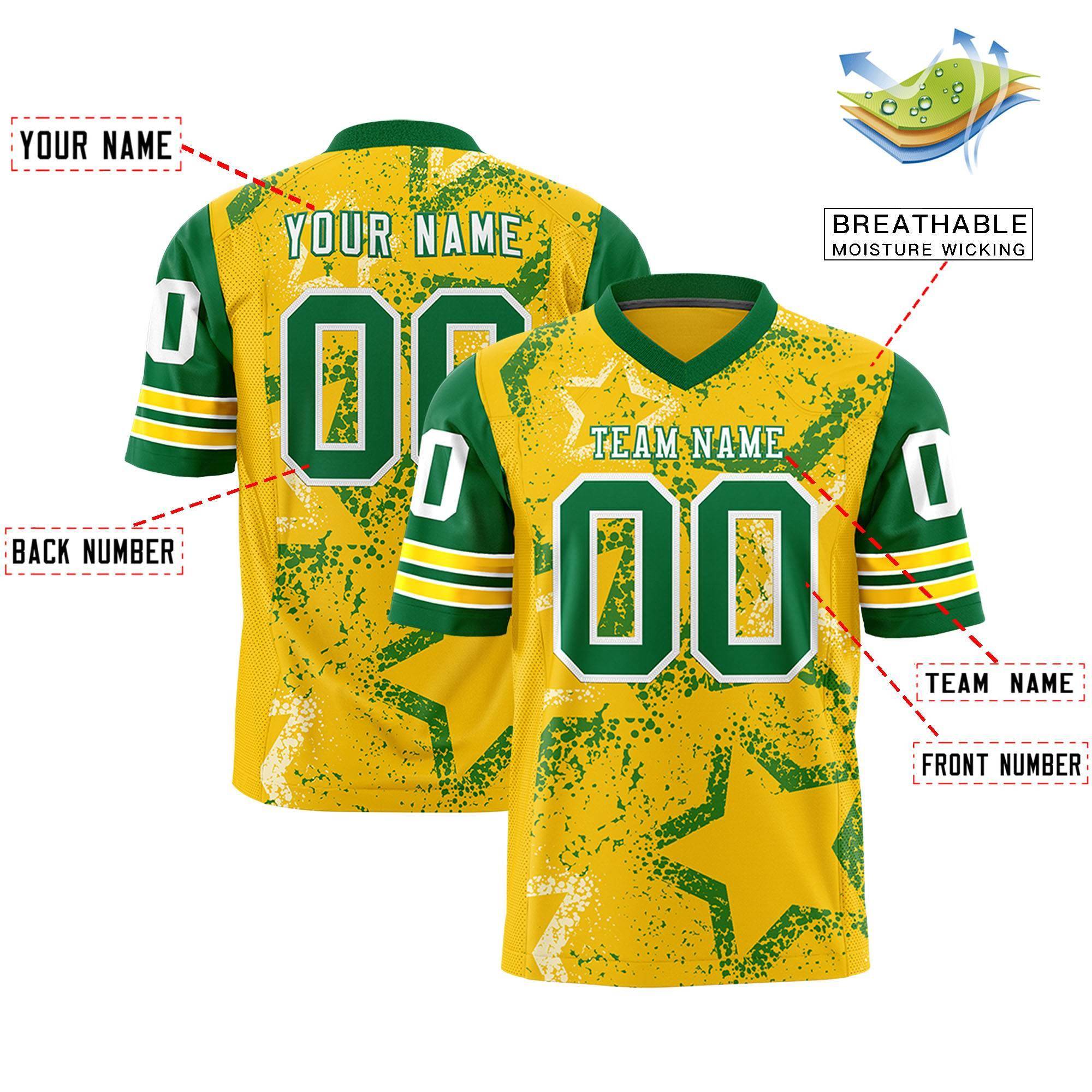 Individuell personalisiertes, authentisches Fußballtrikot mit Sternmuster-Design Individuell personalisiertes, authentisches Fußballtrikot mit Sternmuster-Design