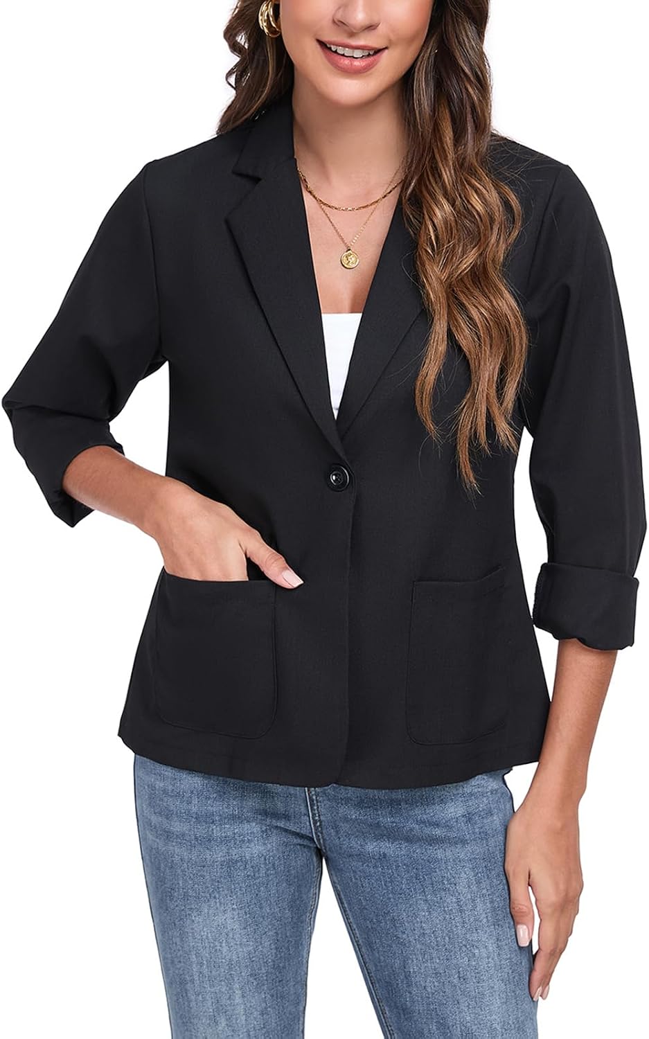 Womens Linen Blazer Long Sleeve Lightweight Work Office Jackets Summer Lapel Button Blazers with Pockets Womens Linen Blazer Long Sleeve Lightweight Work Office Jackets Summer Lapel Button Blazers with Pockets