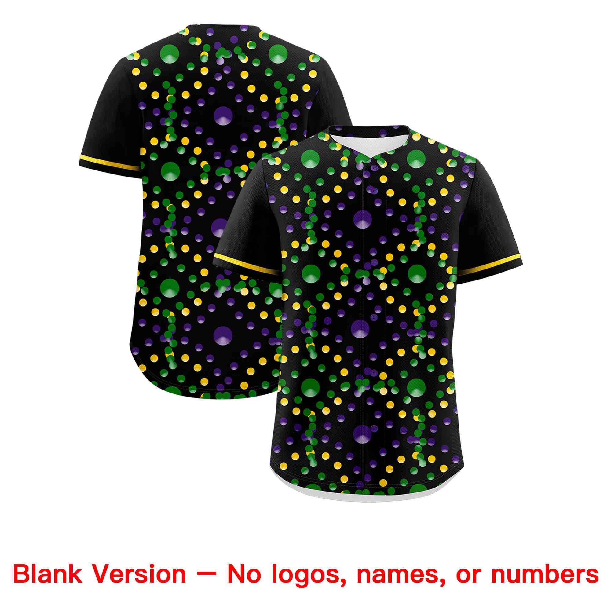 Benutzerdefinierte schwarz-goldene Graffiti-Personalisierung Mardi Gras authentisches Baseball-Trikot