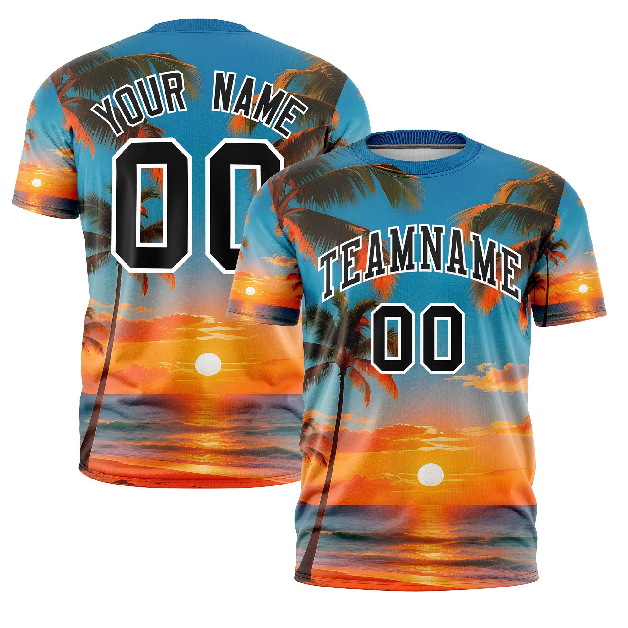 Benutzerdefiniertes T-Shirt im hawaiianischen Stil mit Graffiti-Muster