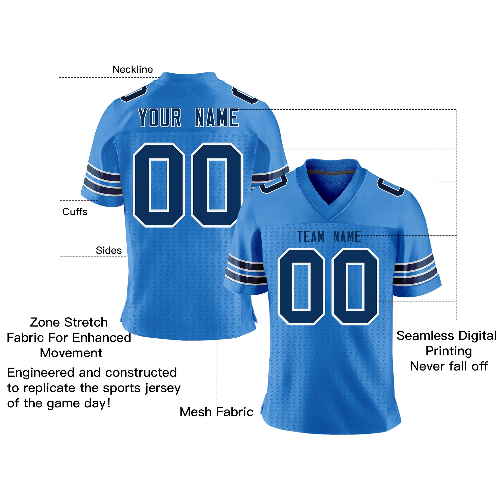 Individuell personalisiertes klassisches authentisches Mesh-Fußballtrikot
