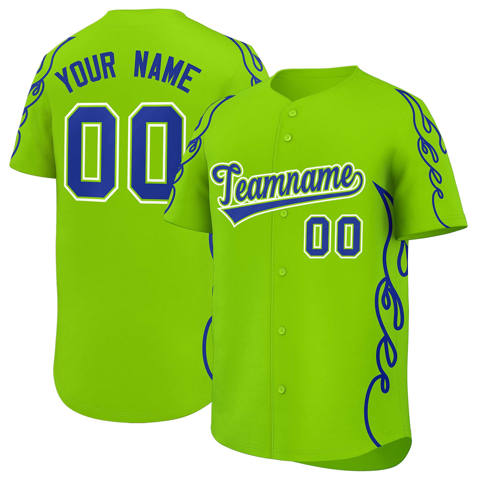 Benutzerdefiniertes Baseball-Trikot mit Seitenflammen-Umrissmuster für Sportuniformen