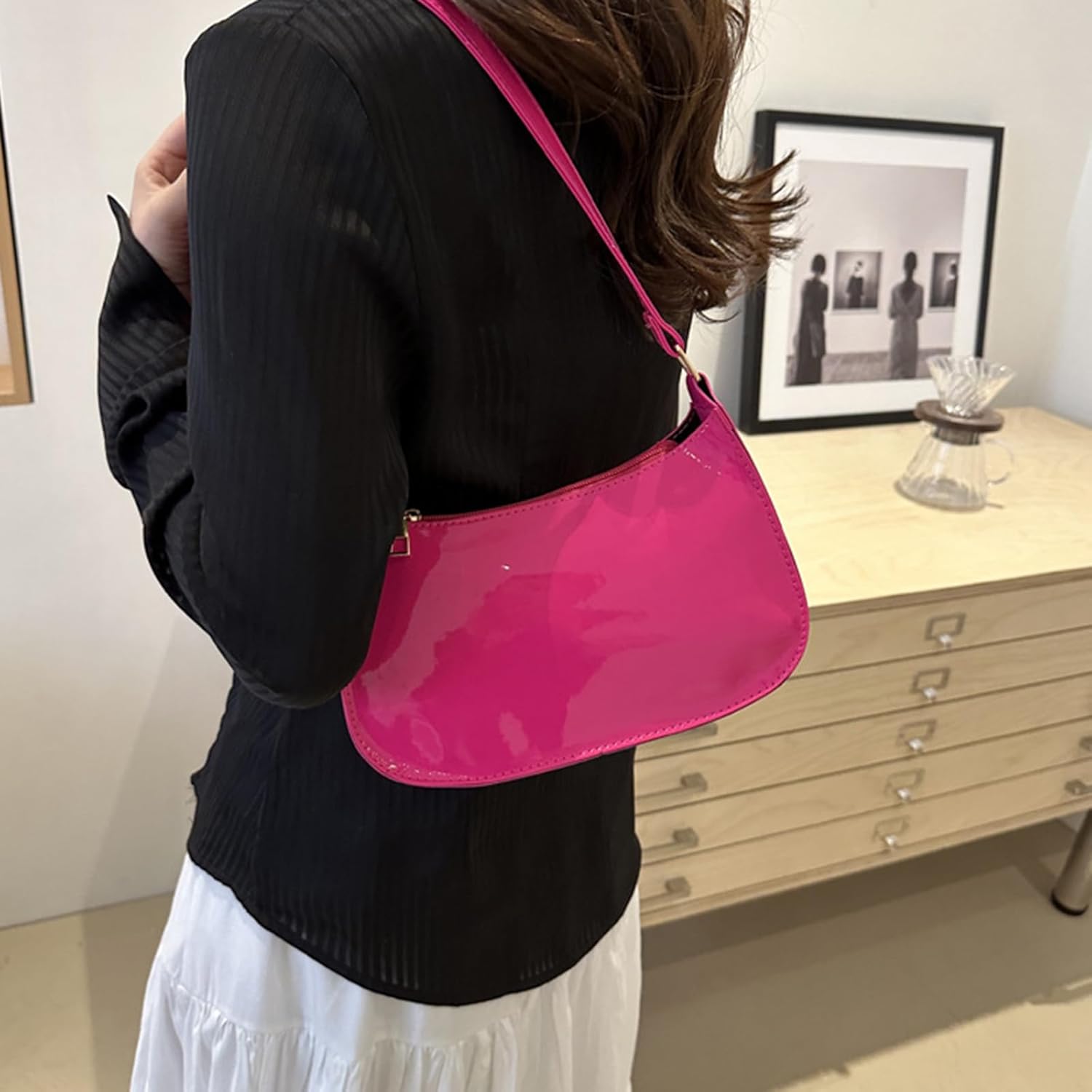Contemporary Shoulder Bag Purse with Zippered Closure Stylish Underarm Bag PU Leather Satchel Handbag for Women Women & 39 s Out