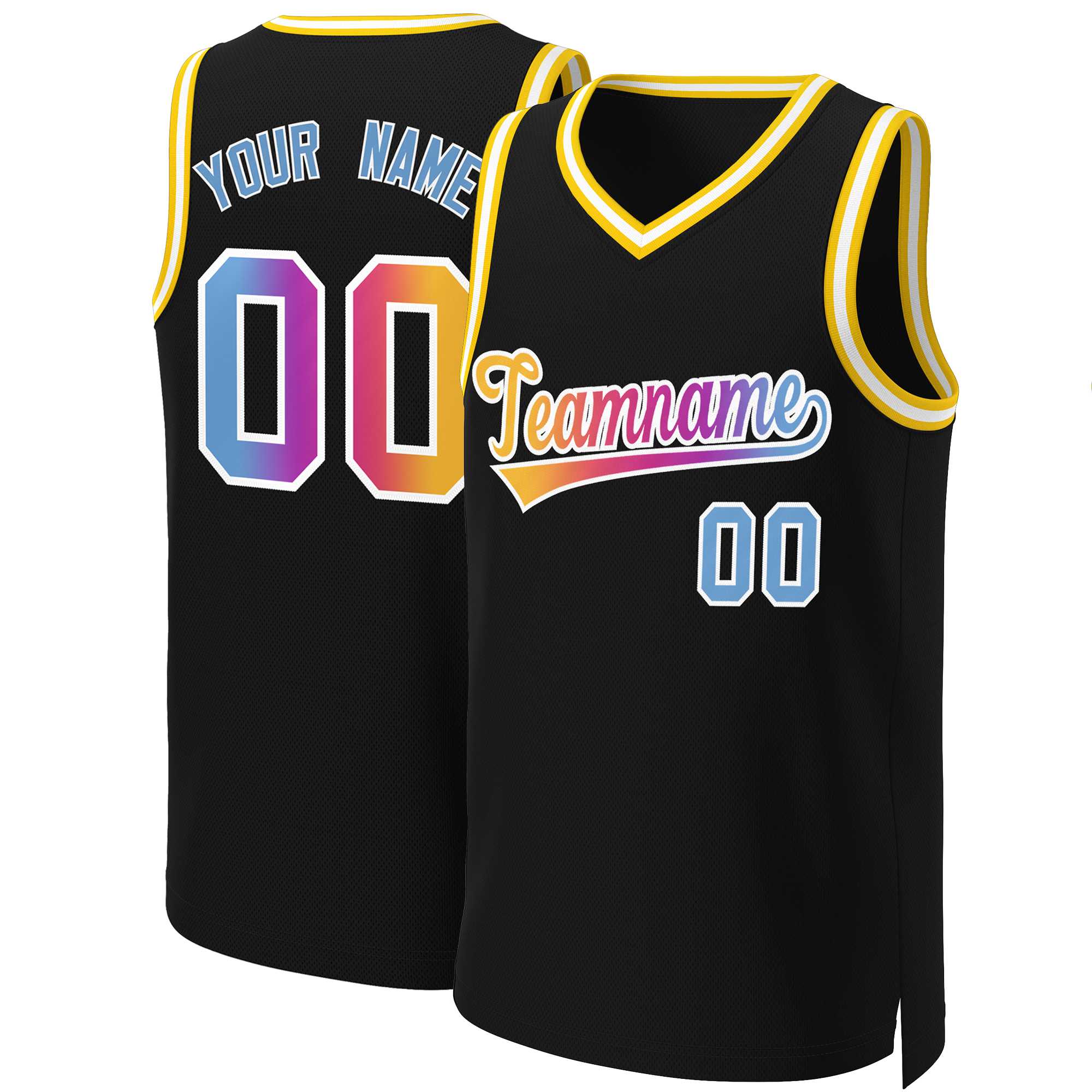 Benutzerdefiniertes Basketballtrikot mit klassischem Farbverlauf und modischen Oberteilen