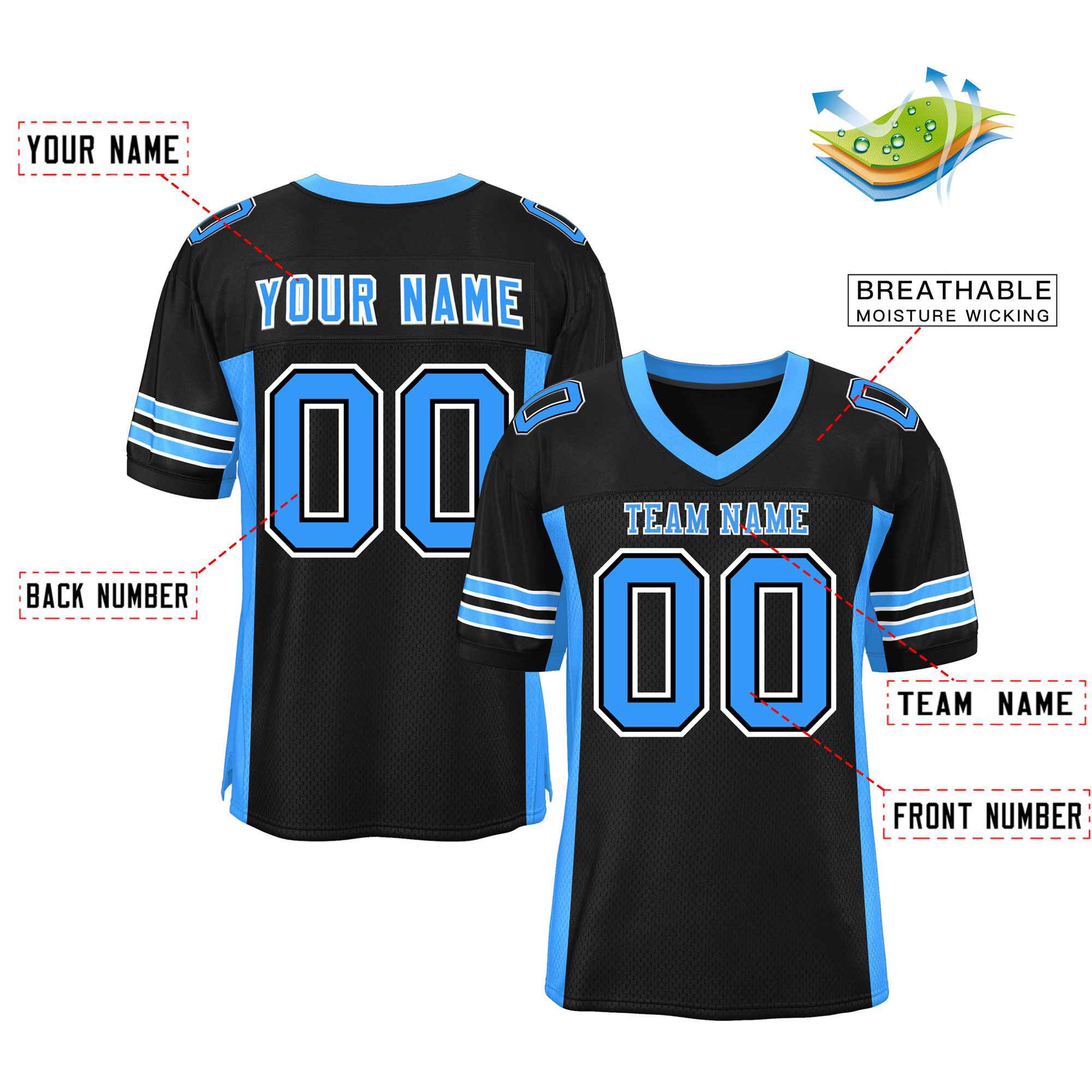 Authentisches Mesh-Fußballtrikot mit individuellem Einsatz und Farbdesign