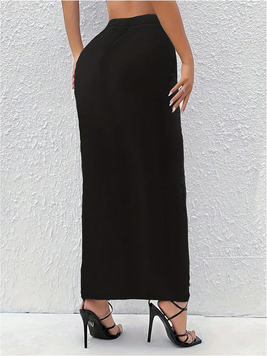 Women's High Waist Pencil Maxi Skirt Long Black