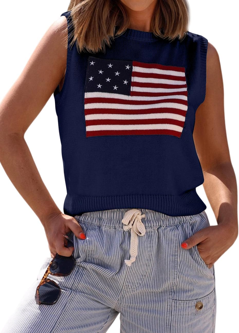 Women's American Flag Intarsia Sweater Tank