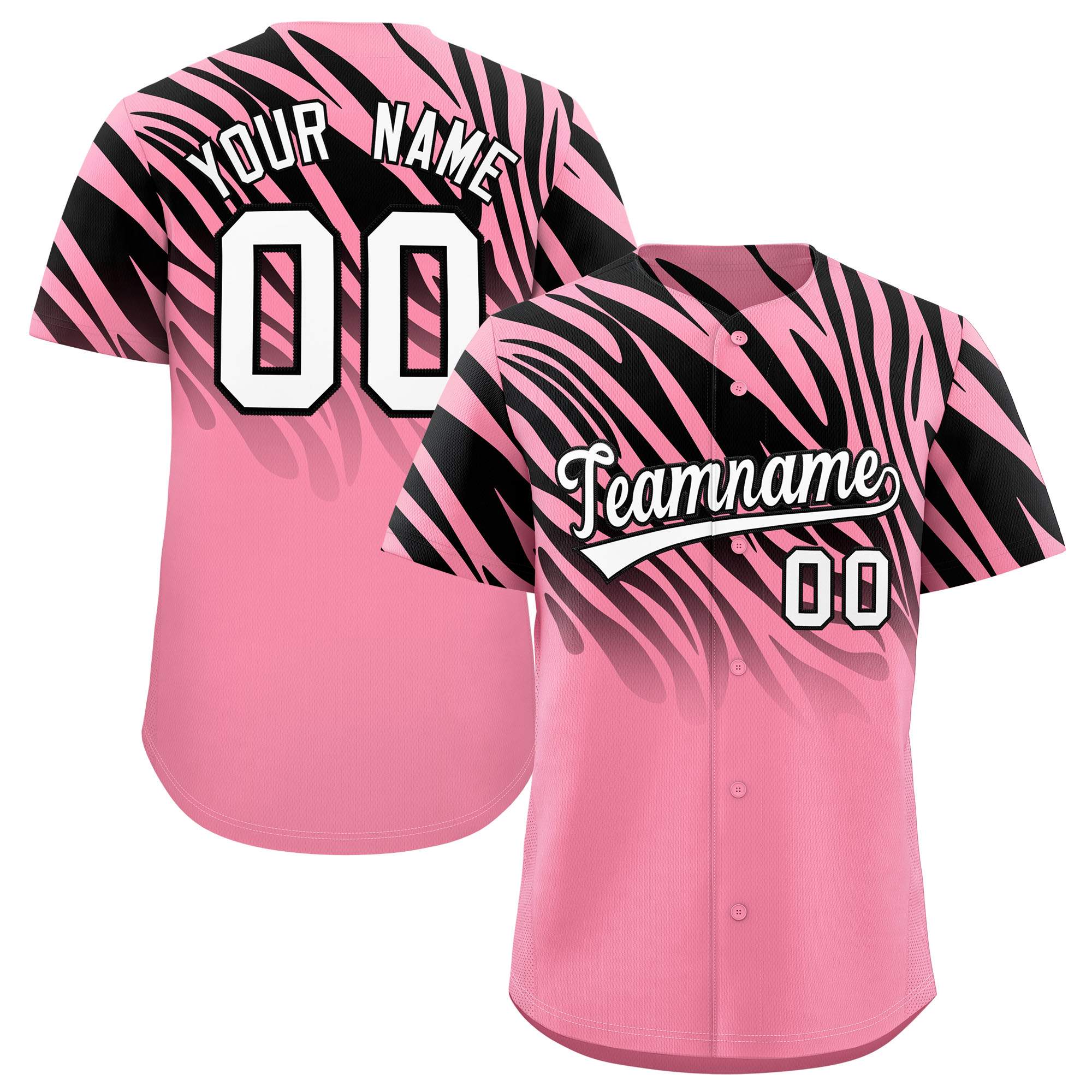Benutzerdefiniertes Team-Shirt mit Tiger-Streifen und Farbverlauf und Tierdruck, Baseball-Trikot