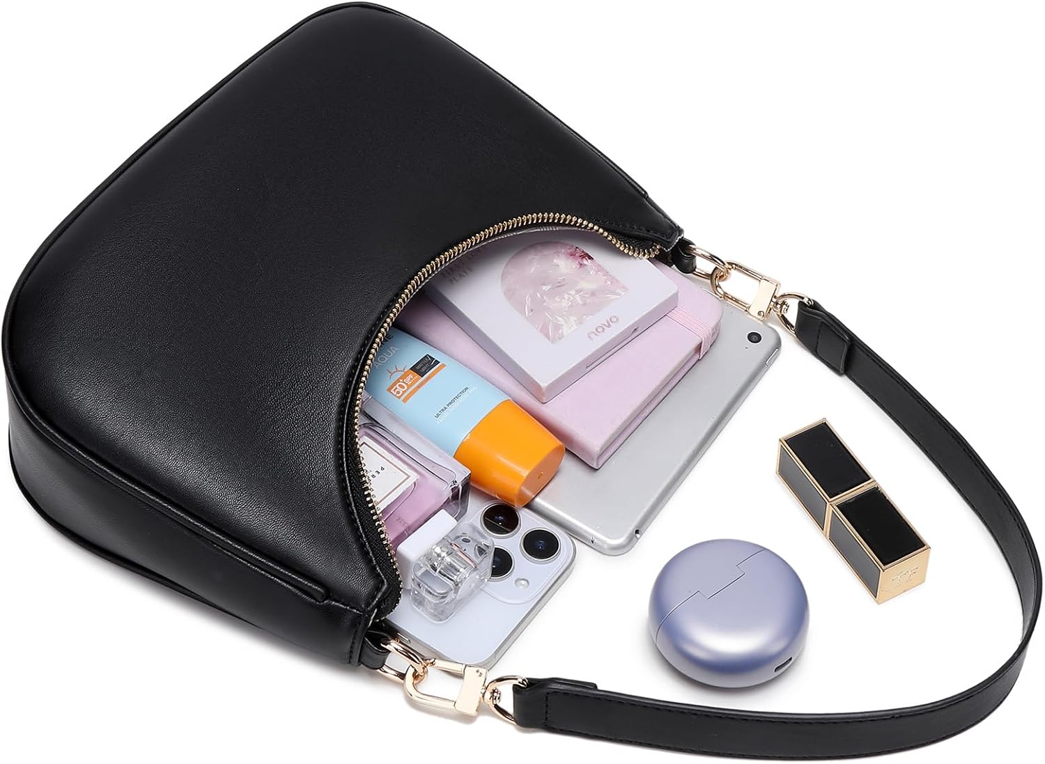 Women's Crescent Moon Hobo Bag Black Shoulder Purse Women's Crescent Moon Hobo Bag Black Shoulder Purse