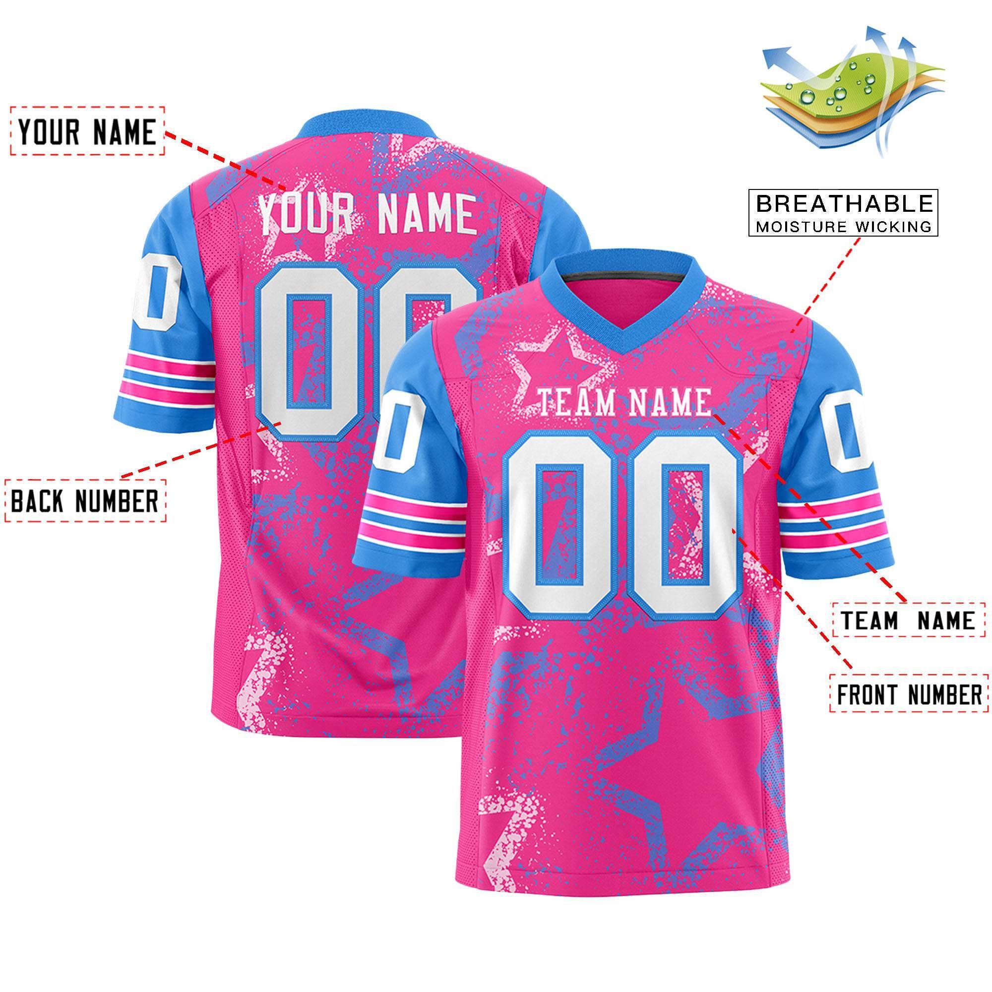 Individuell personalisiertes, authentisches Fußballtrikot mit Sternmuster-Design Individuell personalisiertes, authentisches Fußballtrikot mit Sternmuster-Design