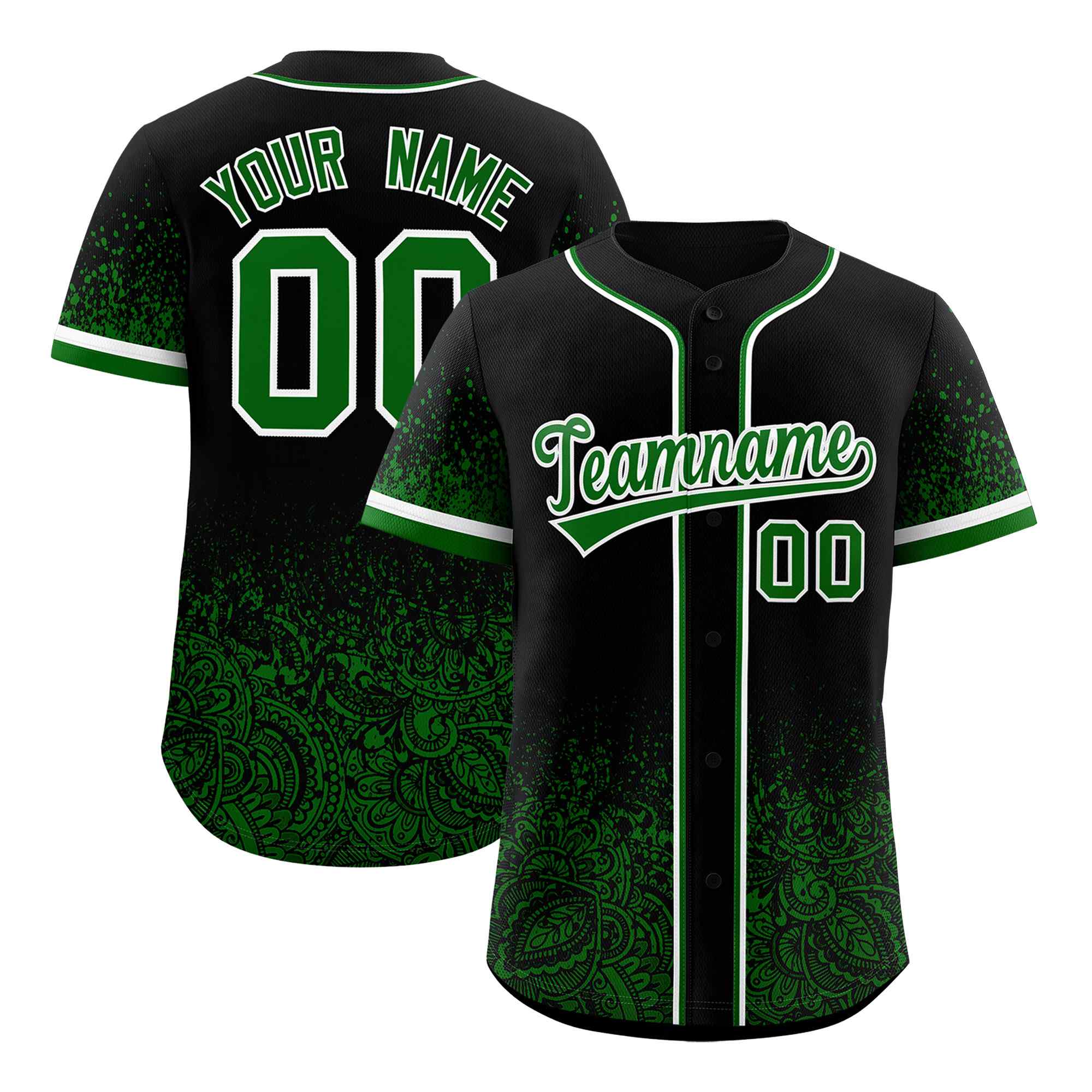 Benutzerdefiniertes Blumendruckmuster mit durchgehendem Knopf und Farbverlauf, modisches Baseball-Trikot