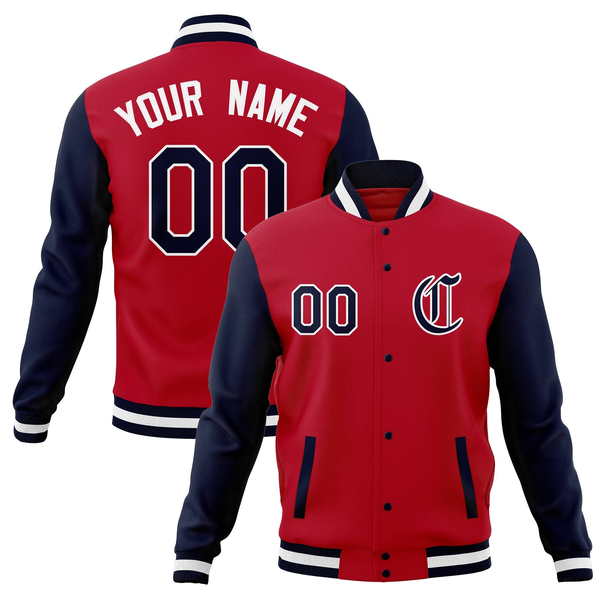 Benutzerdefinierte Varsity-Letterman-Baseballjacken, personalisierte, mit Druckknöpfen genähte Mäntel für Erwachsene