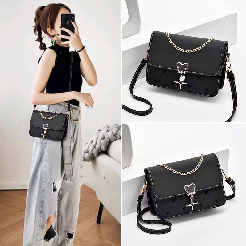 Women's Colorblock Flap Crossbody Bag with Chain Strap Women's Colorblock Flap Crossbody Bag with Chain Strap