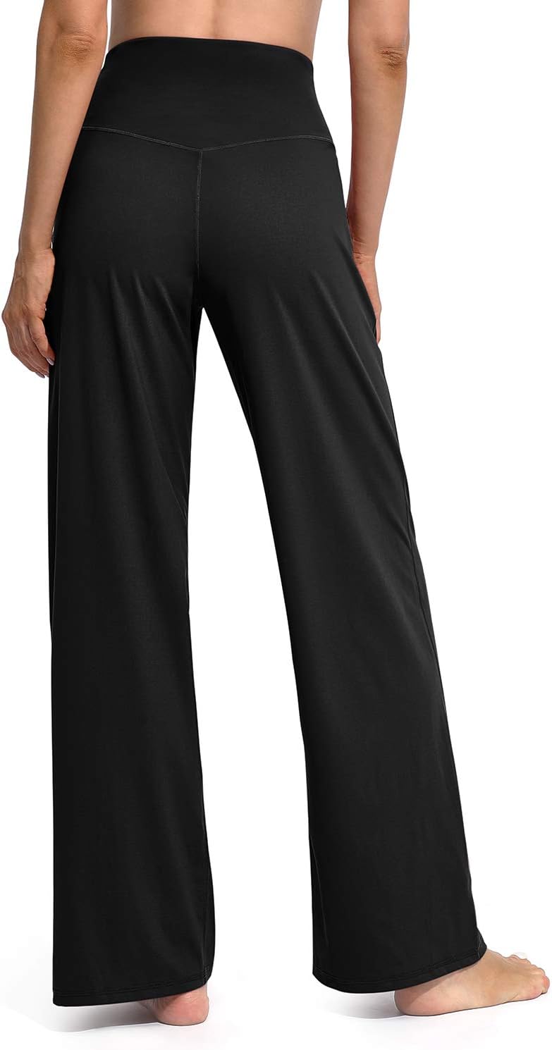 Women's Wide Leg Yoga Pants High Waist Black