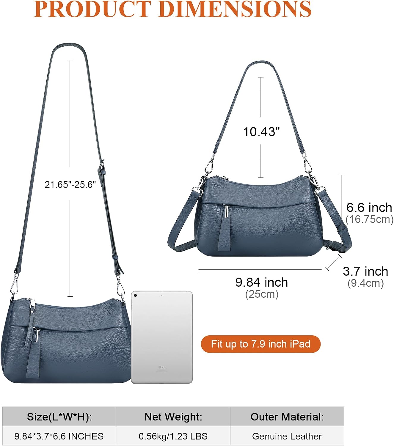 Women's Genuine Leather Hobo Crossbody Bag with Tassel