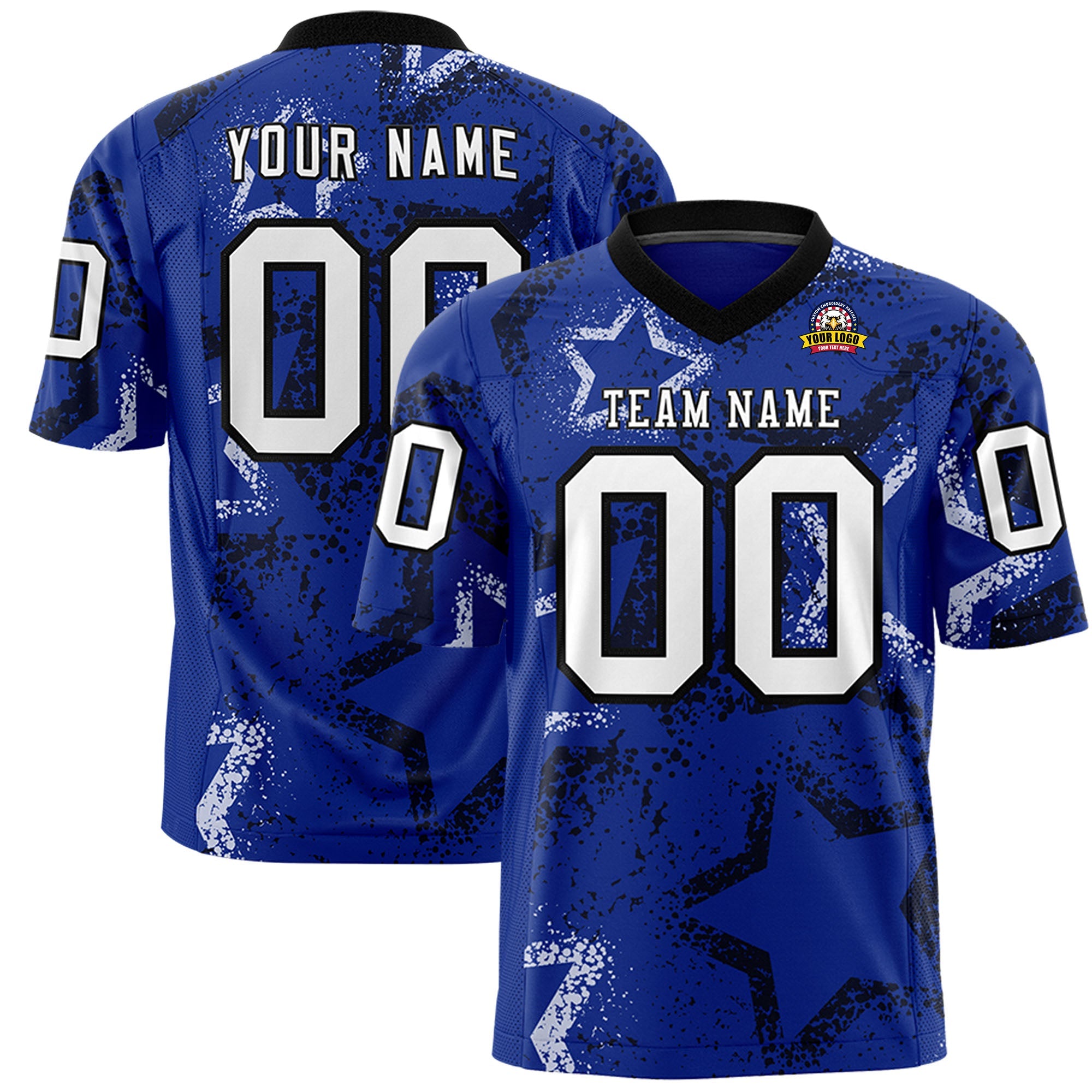 Individuell personalisiertes, authentisches Fußballtrikot mit Stern-Graffiti-Muster