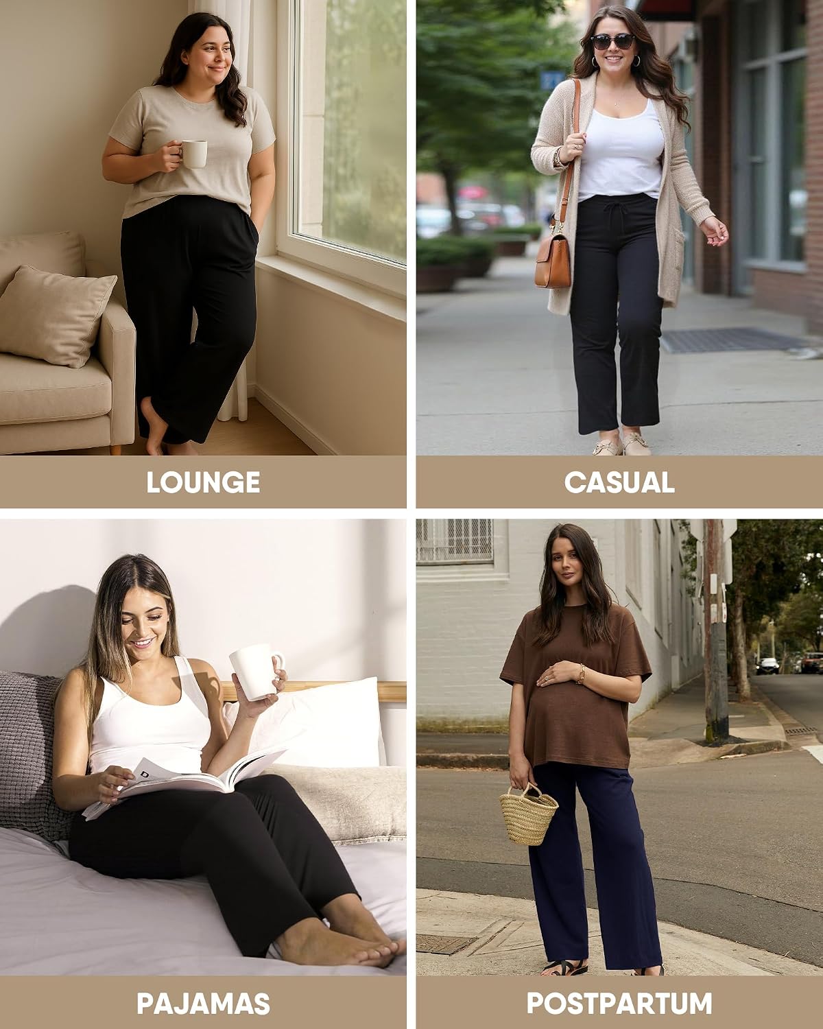 Women's Plus Size Wide Leg Lounge Pants 3 Pack Women's Plus Size Wide Leg Lounge Pants 3 Pack