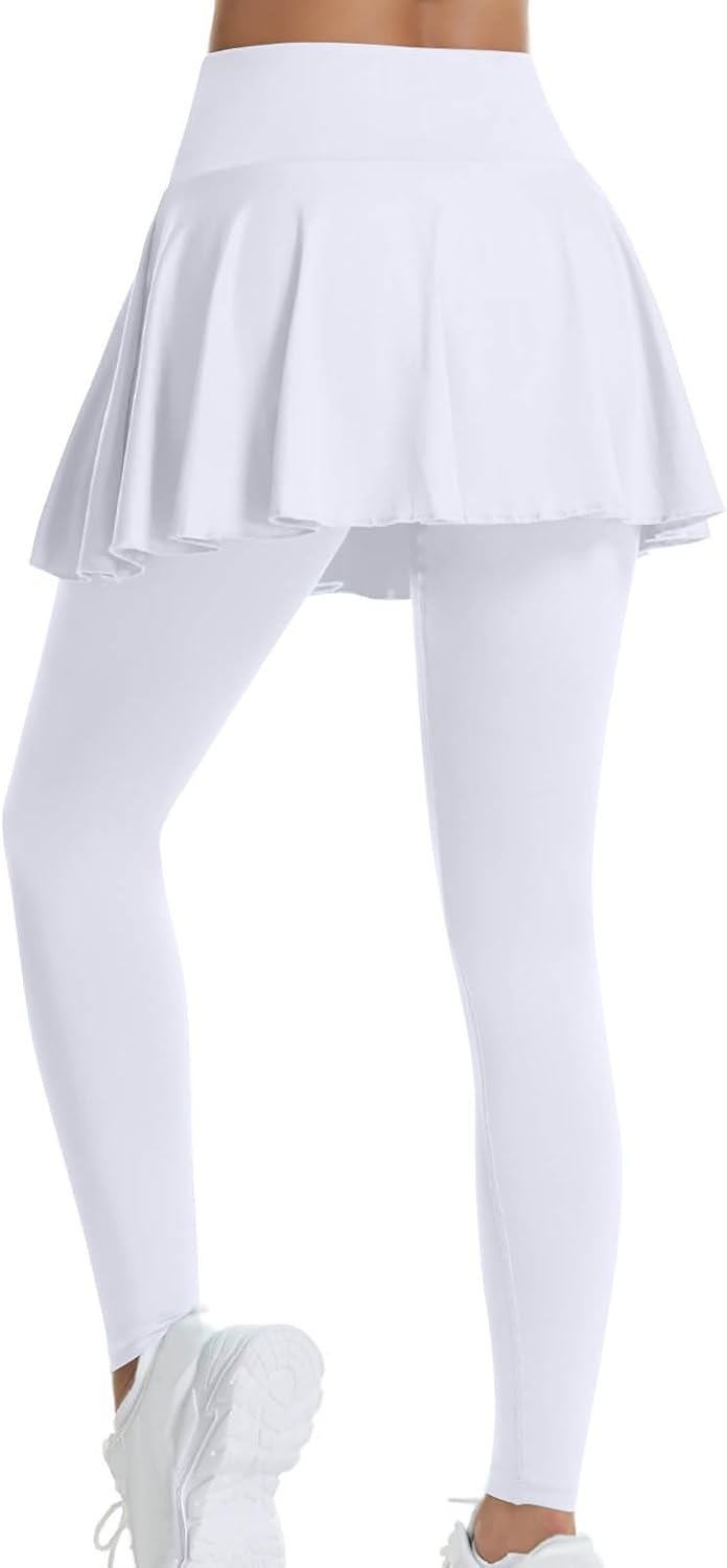 Skirted Leggings for Women Yoga Leggings with Skirts High Waisted Gym Workout Pants Tennis Clothes