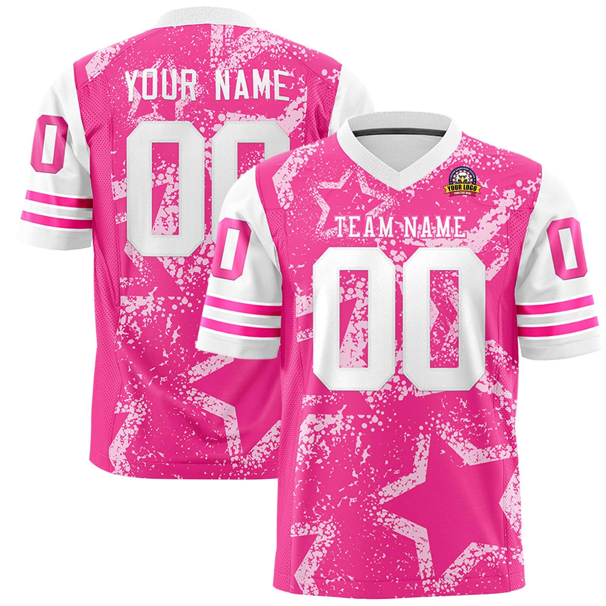 Individuell personalisiertes, authentisches Fußballtrikot mit Sternmuster-Design Individuell personalisiertes, authentisches Fußballtrikot mit Sternmuster-Design