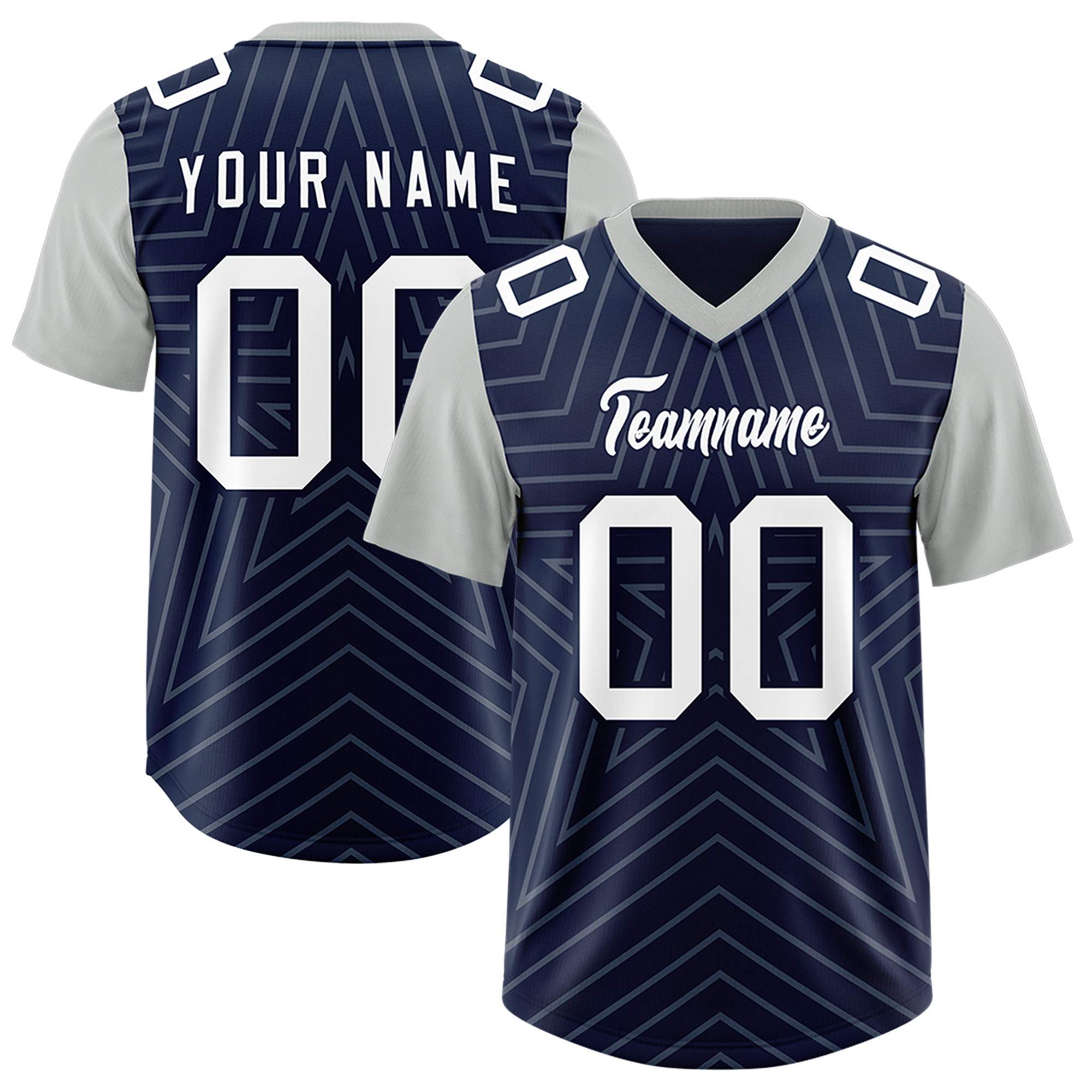 Individuell personalisiertes, authentisches Fußballtrikot mit Raglanärmeln und Sternenmuster