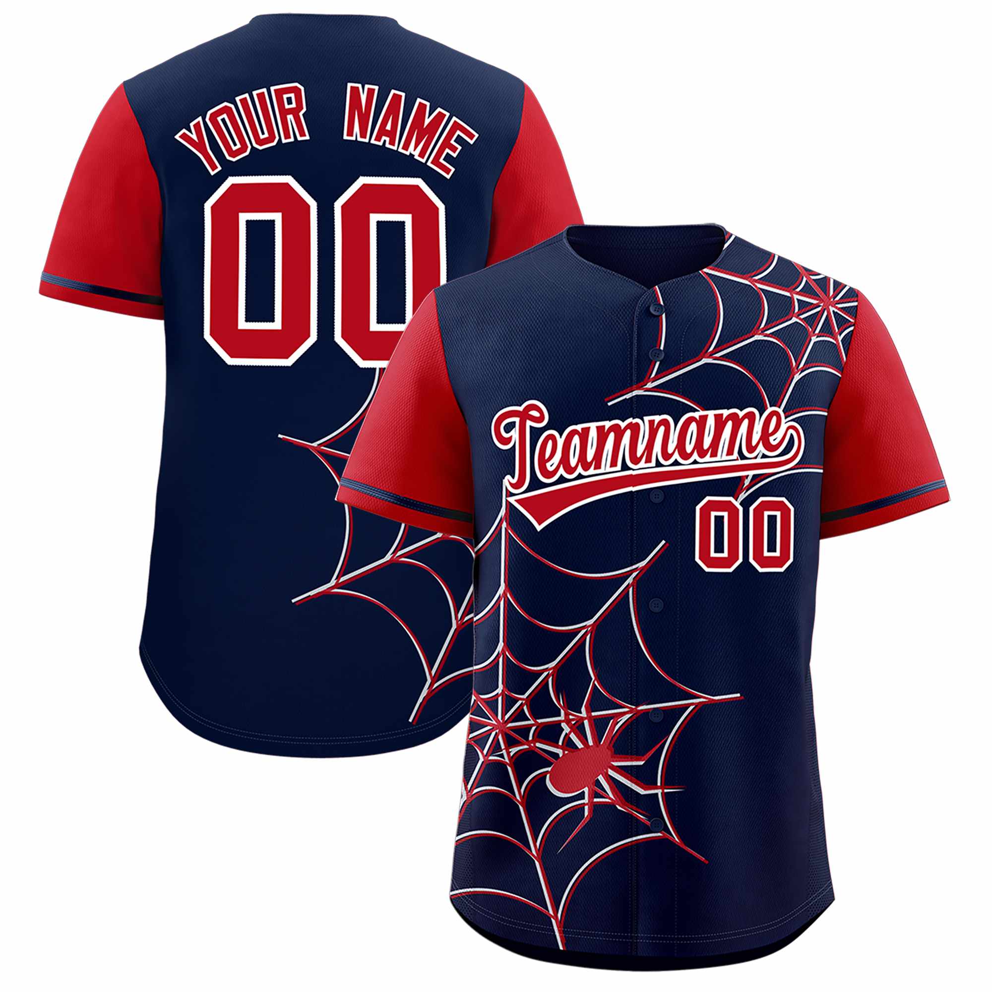 Benutzerdefiniertes Spinnennetz-Muster, Raglanärmel, authentisches Baseball-Trikot