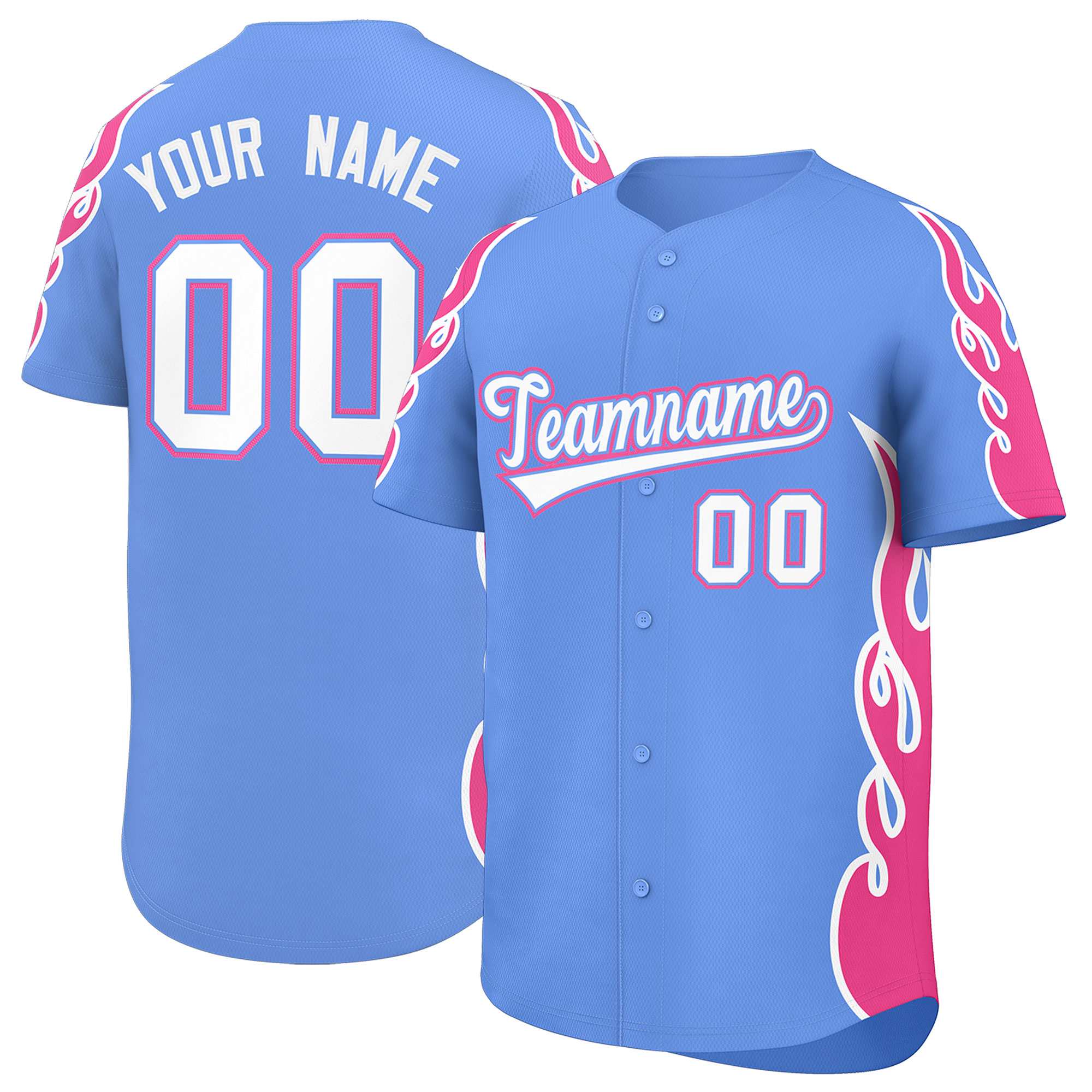 Benutzerdefiniertes Baseball-Trikot mit Seitenflammen-Umrissmuster für Sportuniformen