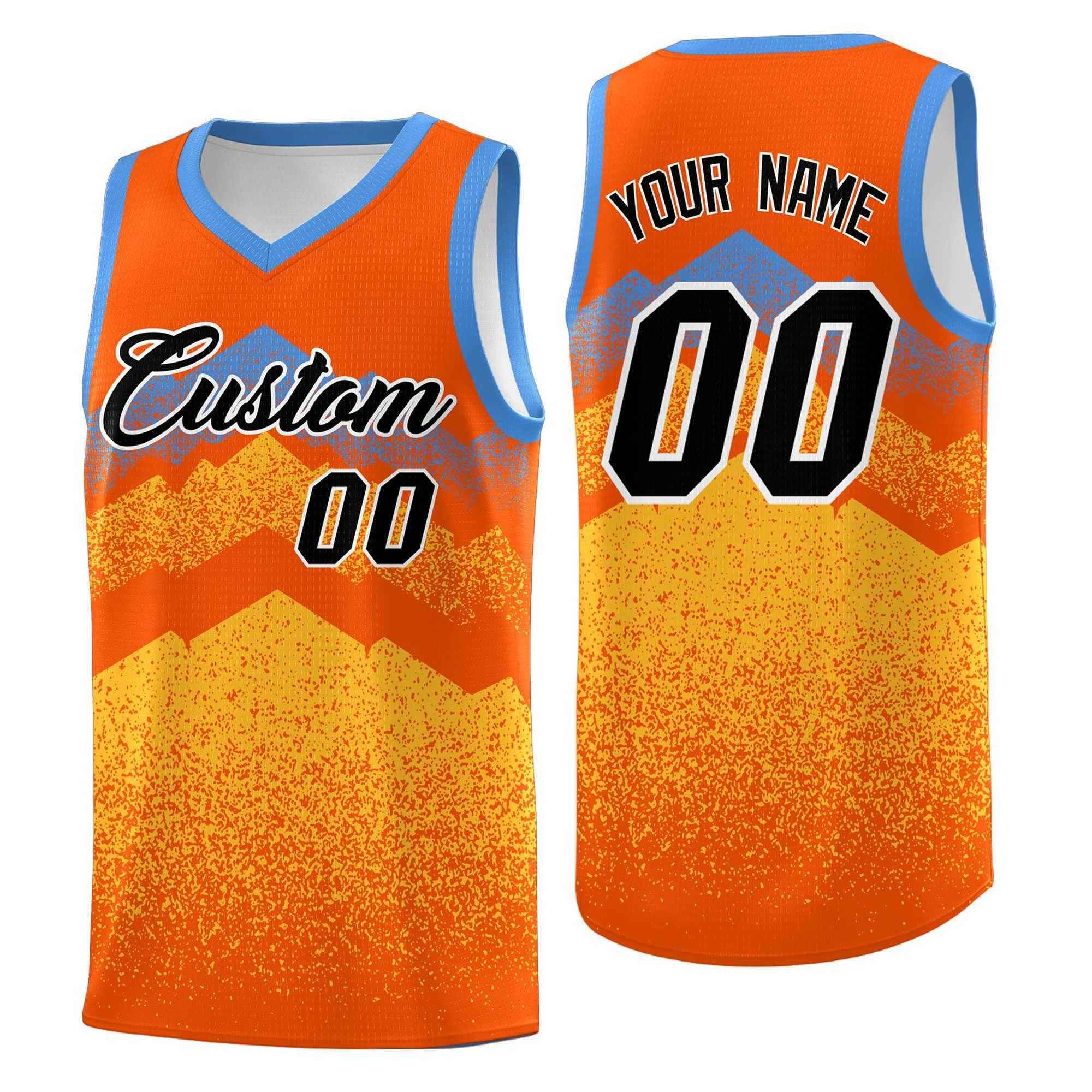 Benutzerdefiniertes Mountain Fade Drapable Gradient Fashion Uniform-Basketballtrikot