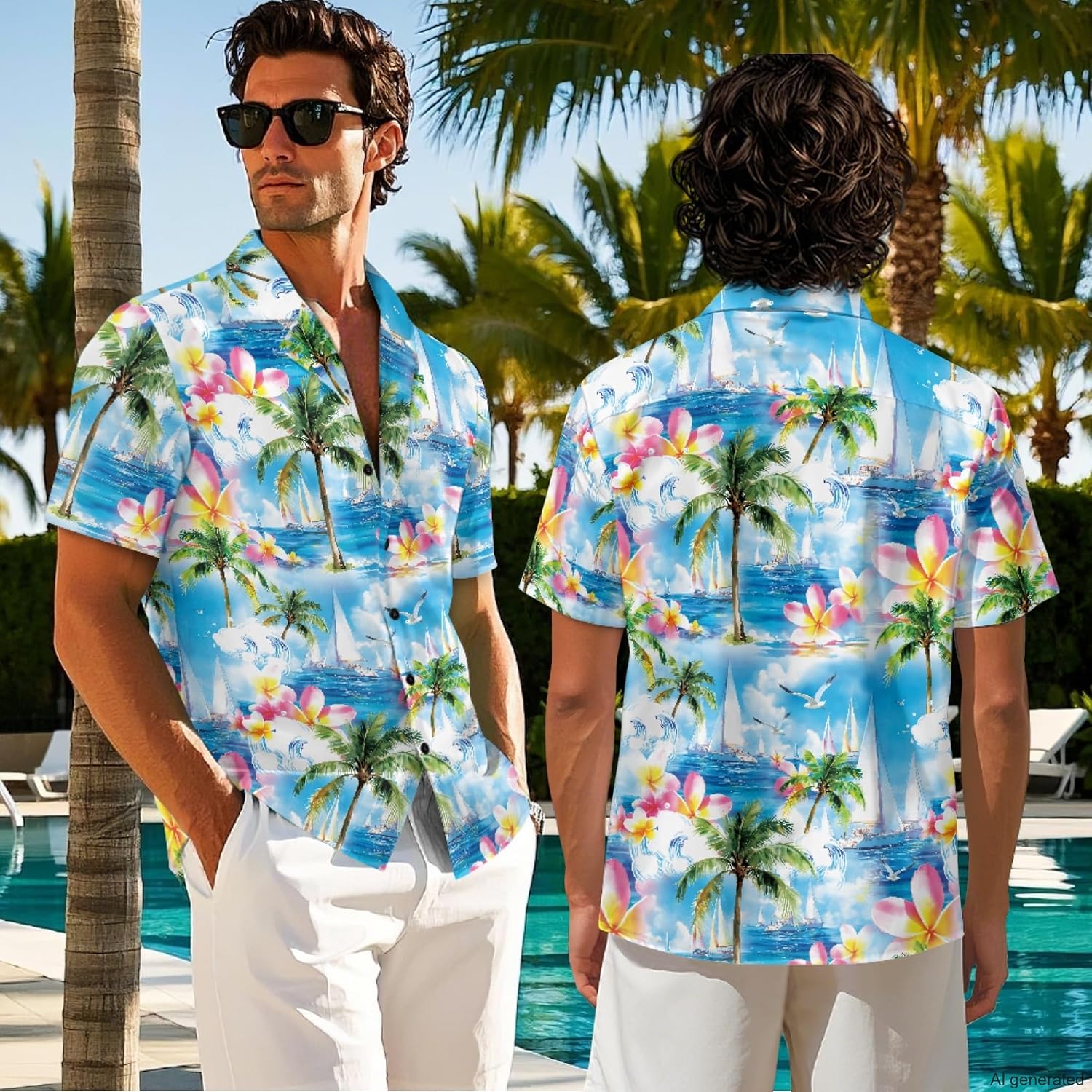 Couples Matching Tropical Print Tank Mini Dress and Shirt