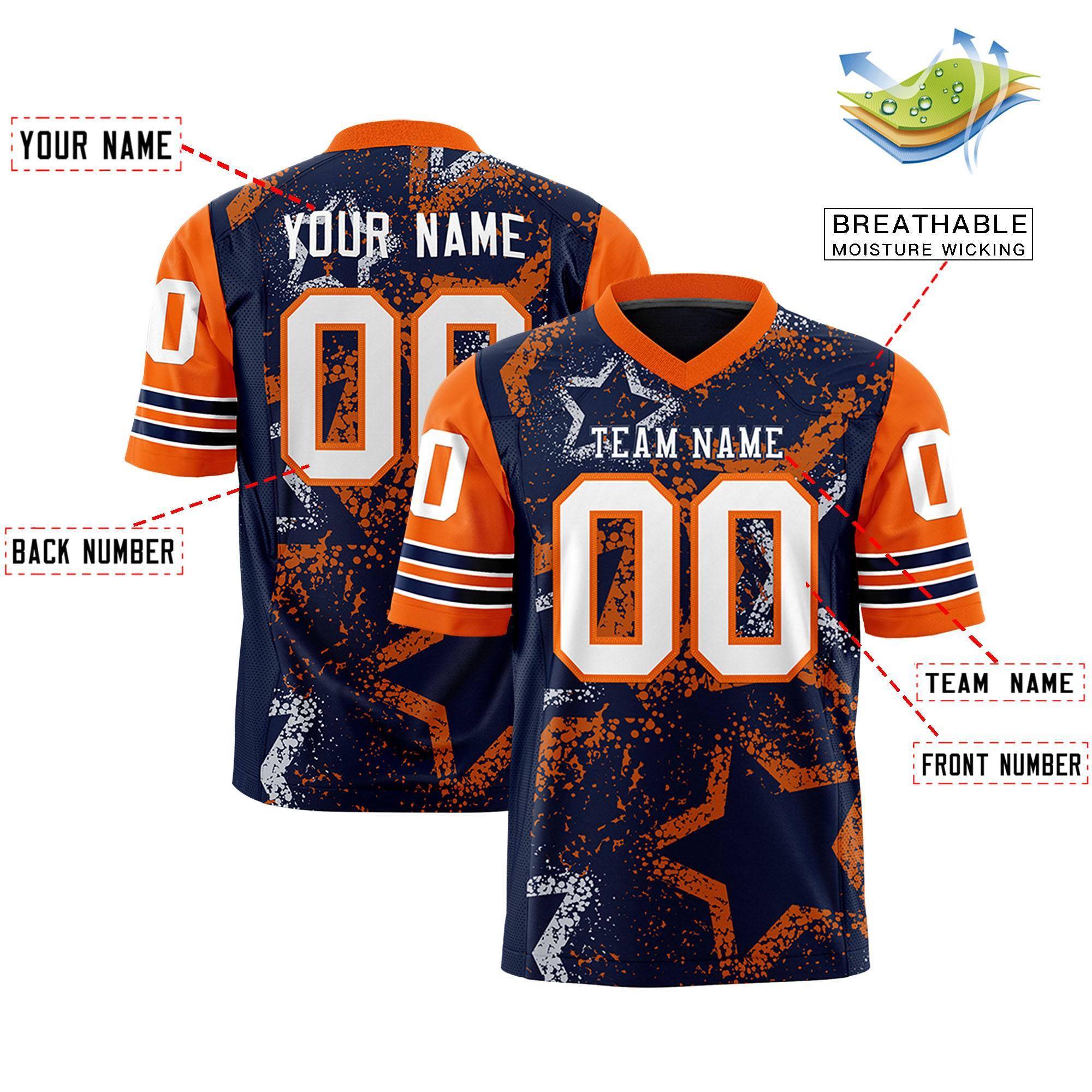 Individuell personalisiertes, authentisches Fußballtrikot mit Sternmuster-Design Individuell personalisiertes, authentisches Fußballtrikot mit Sternmuster-Design