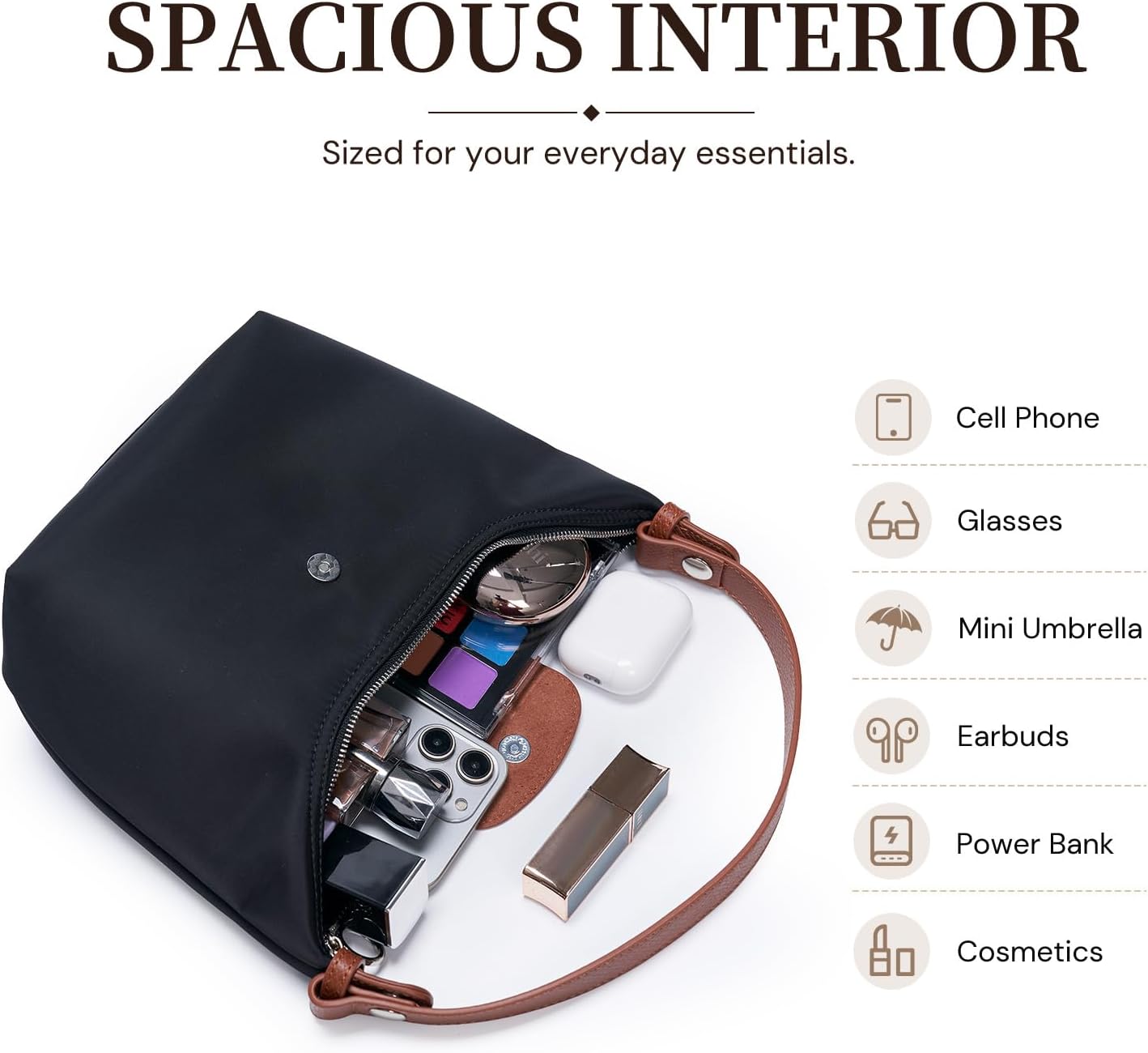 Women's Nylon Hobo Crossbody Bag with Leather Flap Women's Nylon Hobo Crossbody Bag with Leather Flap