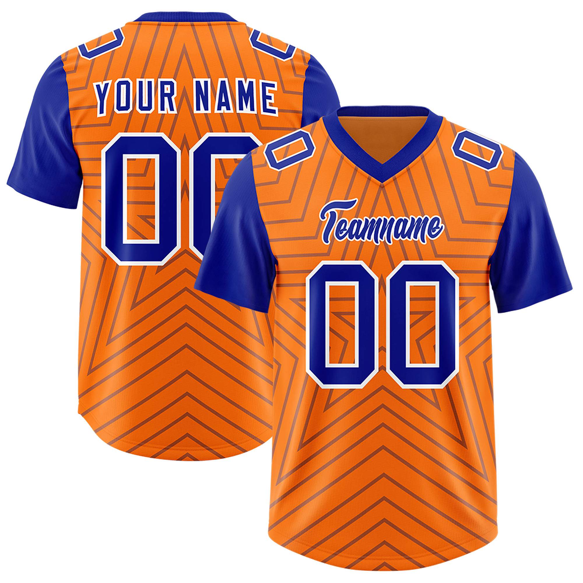 Individuell personalisiertes, authentisches Fußballtrikot mit Raglanärmeln und Sternenmuster