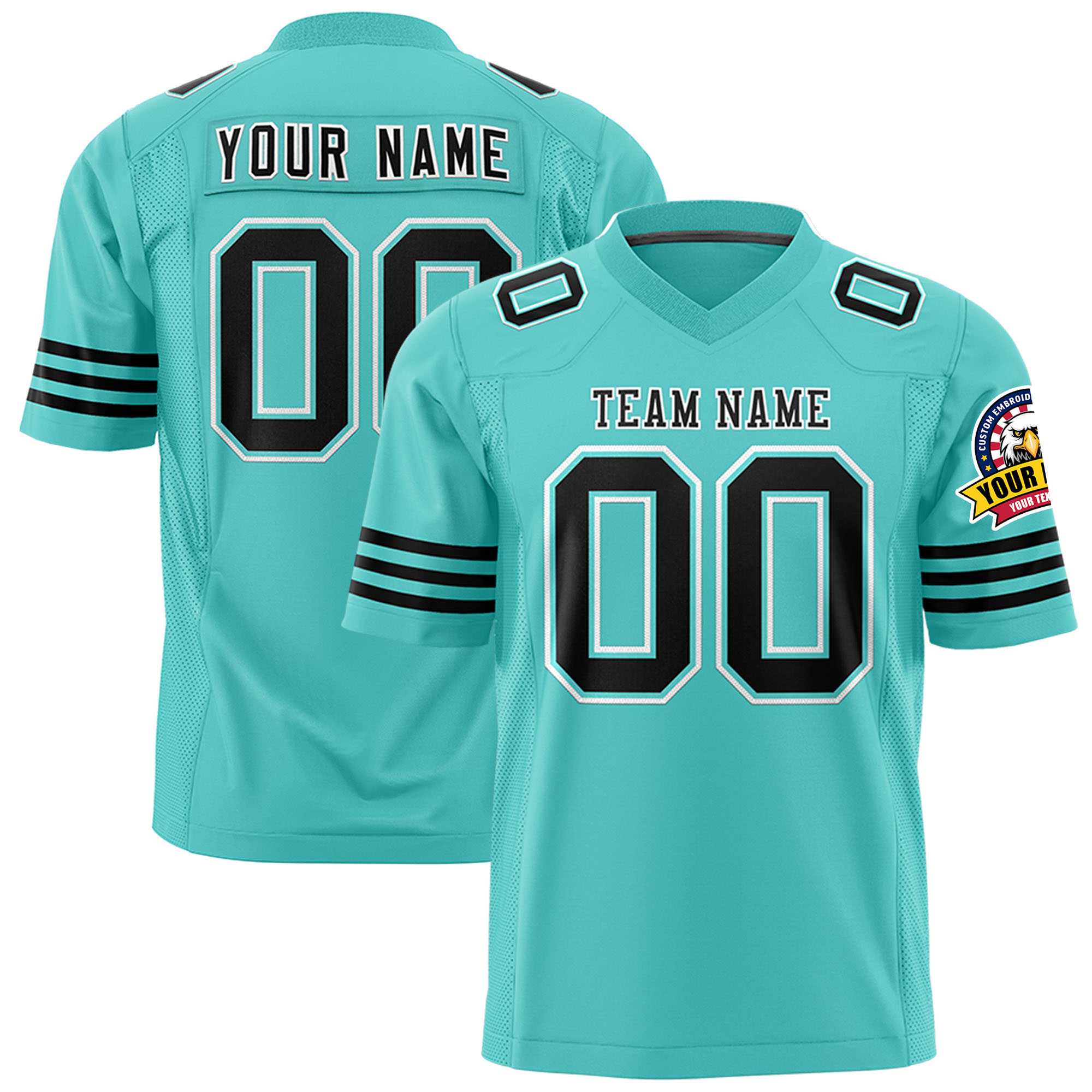 Benutzerdefiniertes, leuchtend grünes, schwarz-weißes, personalisiertes, klassisches, authentisches Fußballtrikot