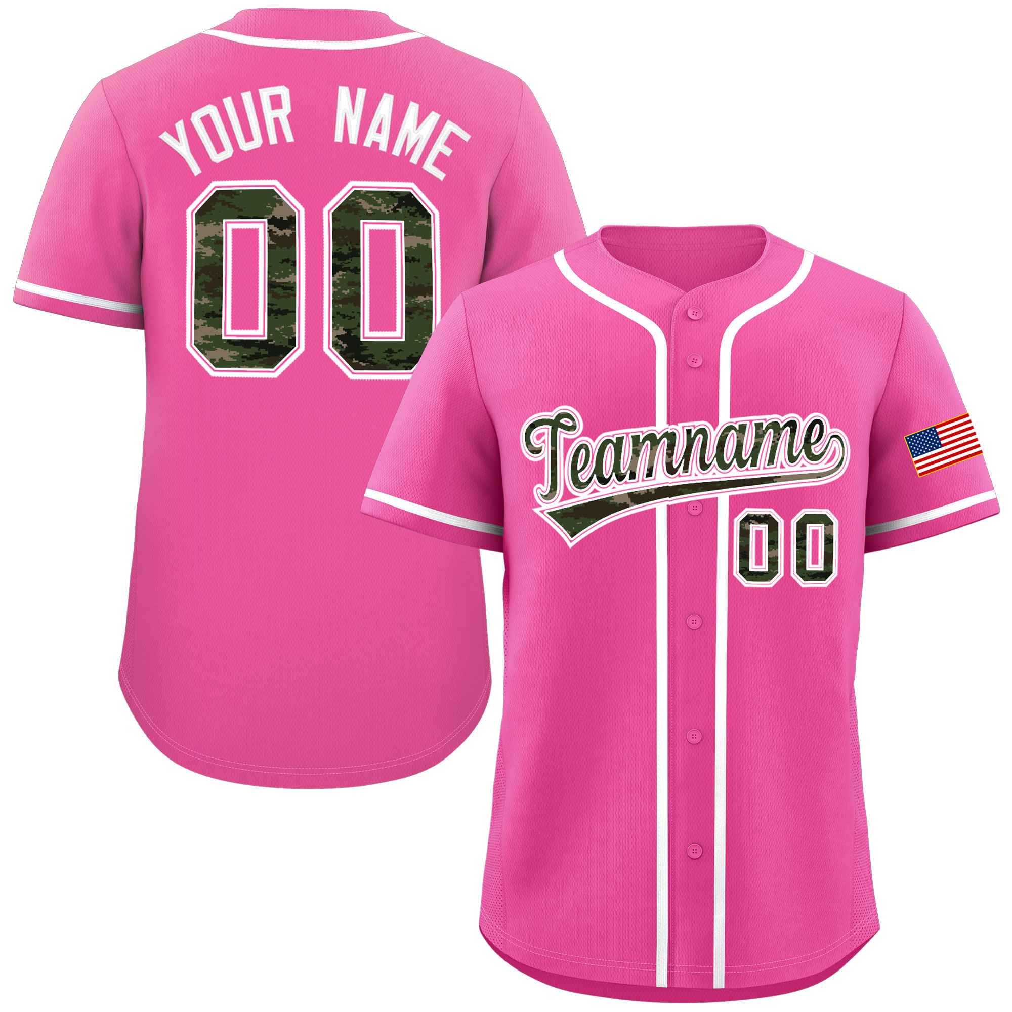 Benutzerdefinierte personalisierte Camo-Schriftart authentisches Baseball-Trikot