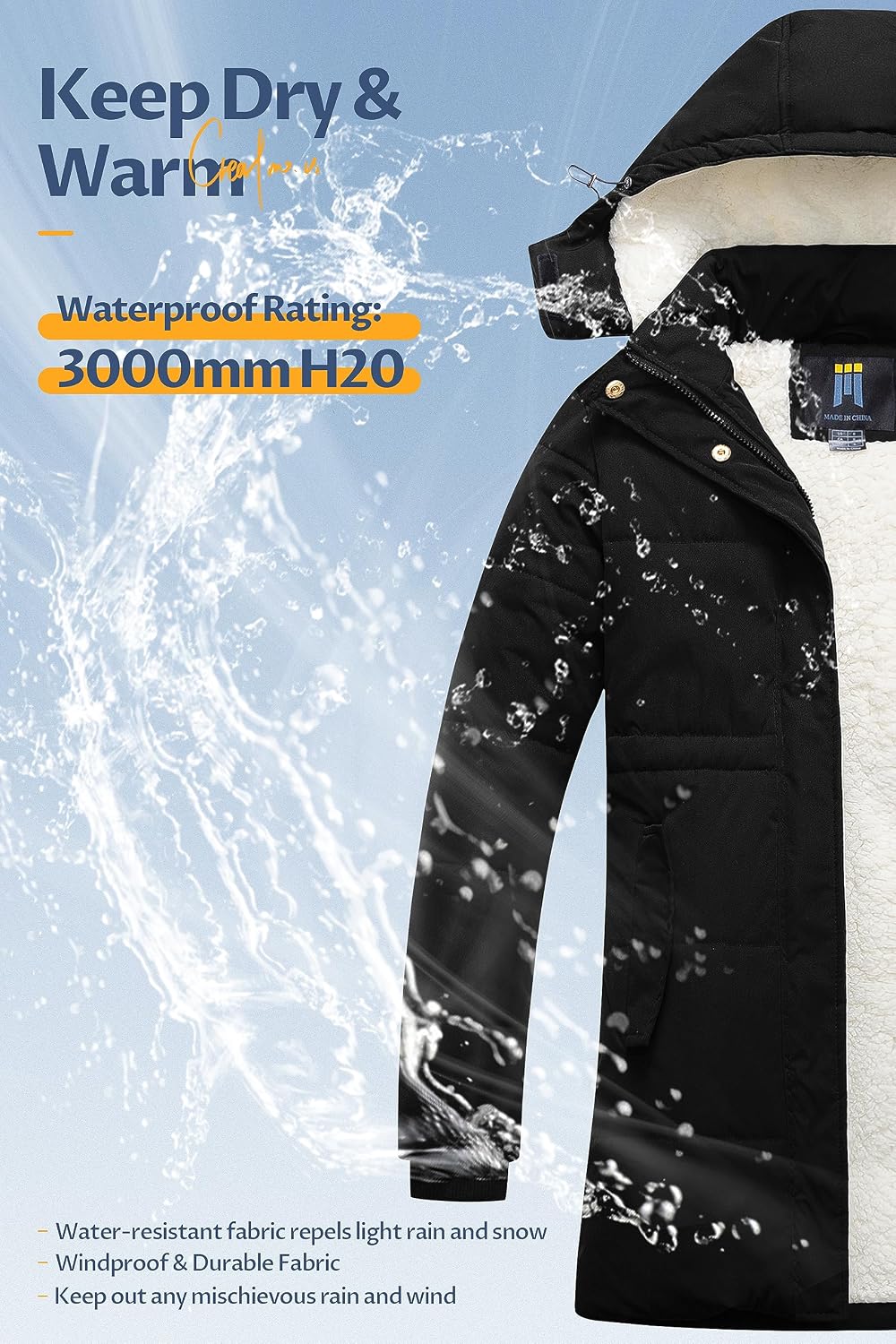 Women's Sherpa Lined Hooded Puffer Parka Black