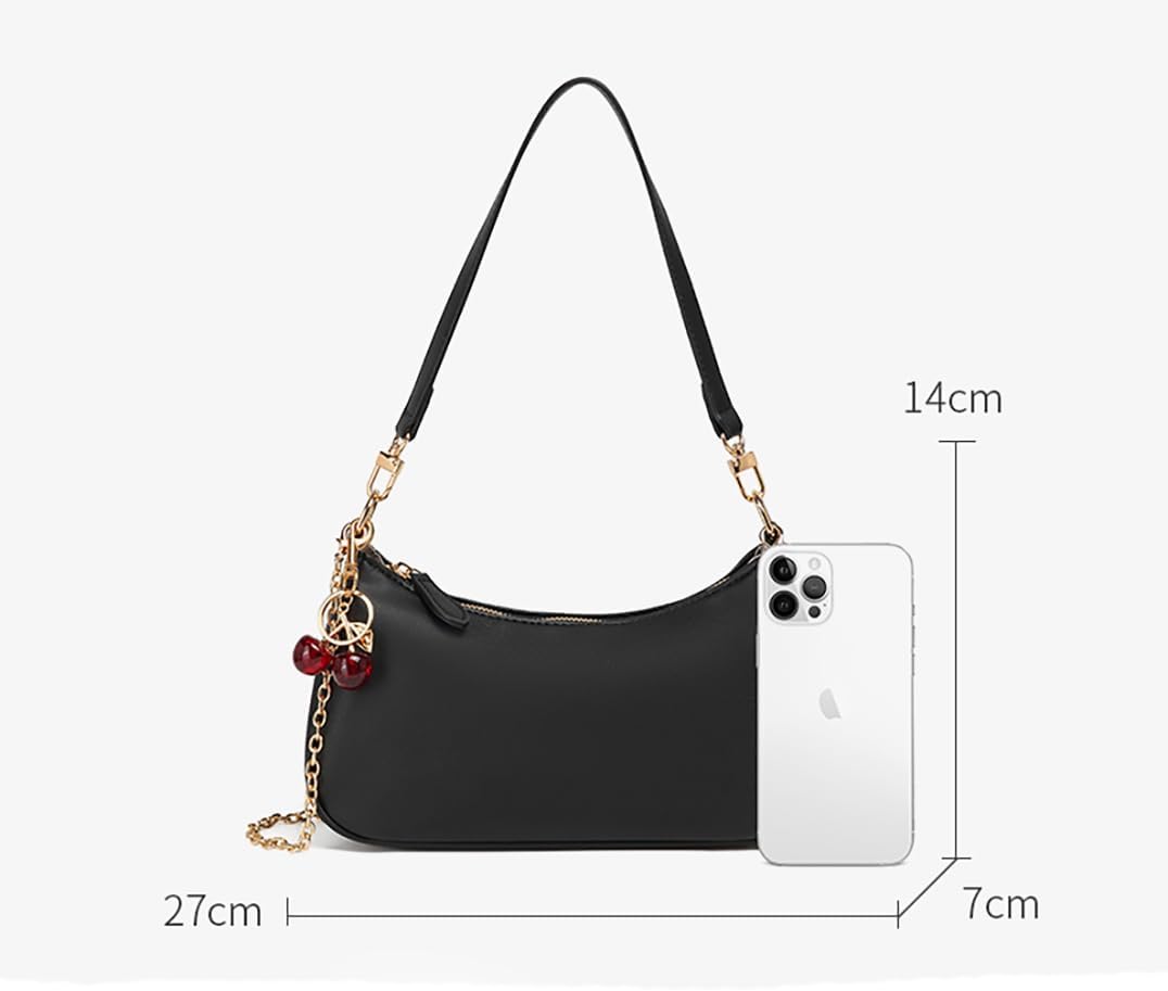 Women's PU Crescent Shoulder Bag Cherry Charm Pink