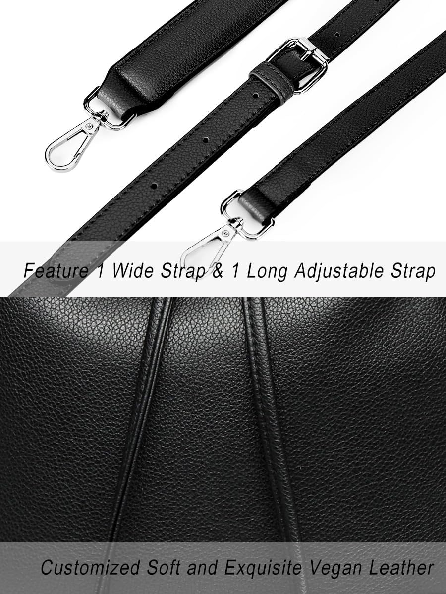 Women's Vegan Leather Bucket Tote Bag Black