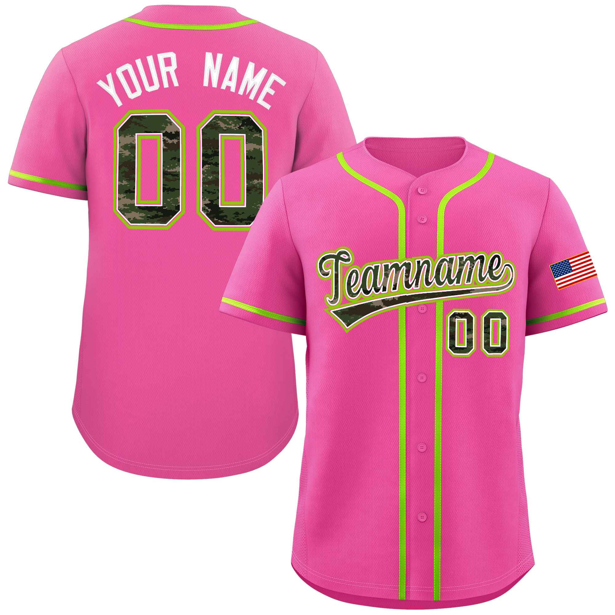 Benutzerdefinierte personalisierte Camo-Schriftart authentisches Baseball-Trikot