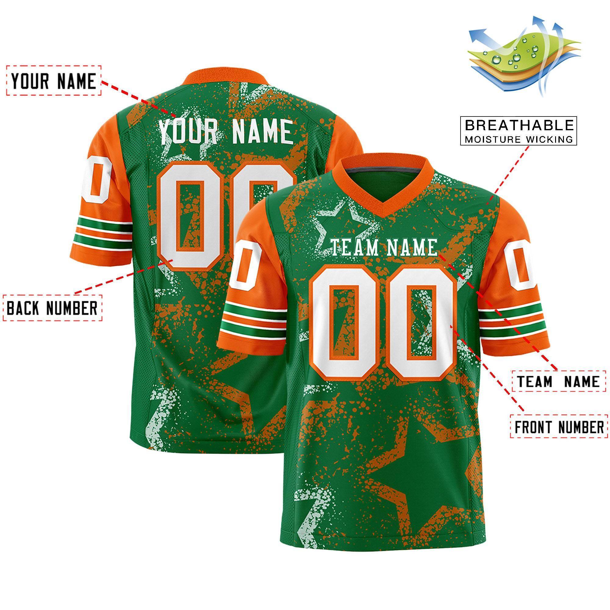 Benutzerdefiniertes neongrün-weißes personalisiertes Sternmuster-Design, authentisches Fußballtrikot