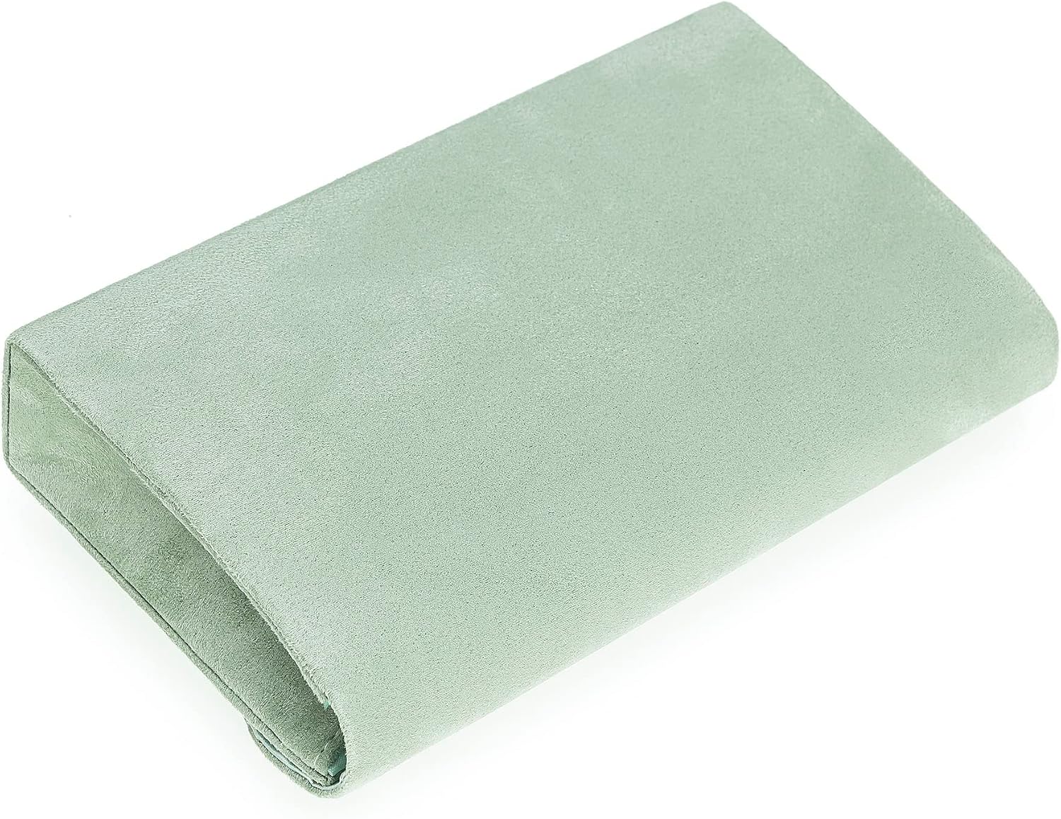 Women's Green Suede Envelope Clutch Evening Purse with Chain