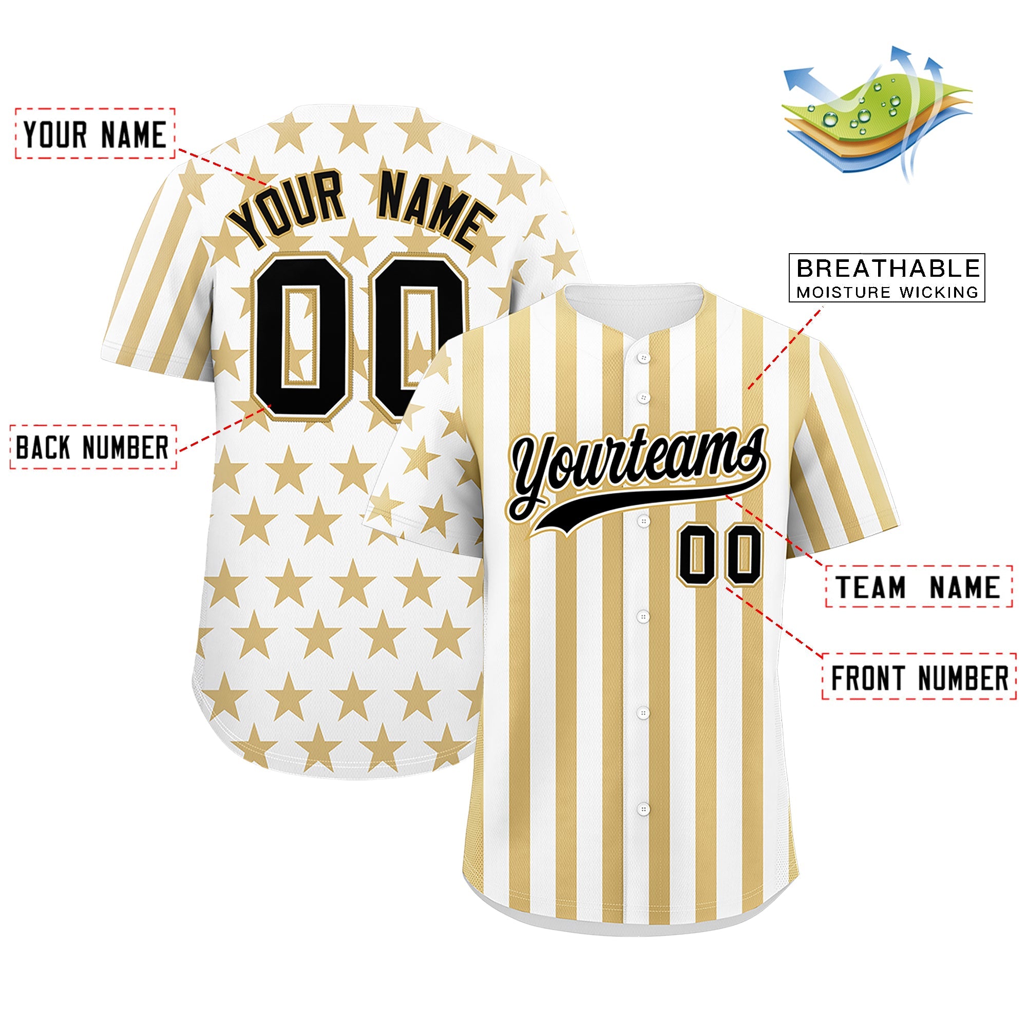 Benutzerdefiniertes Graffiti-Muster-Baseball-Trikot mit amerikanischer Flagge
