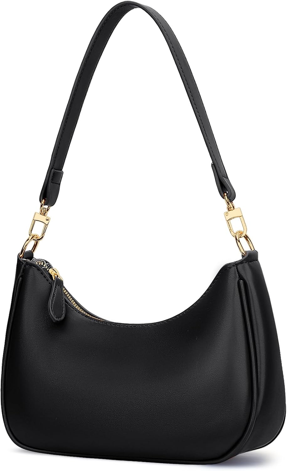 Women's Black PU Shoulder Bag Detachable Chain Strap