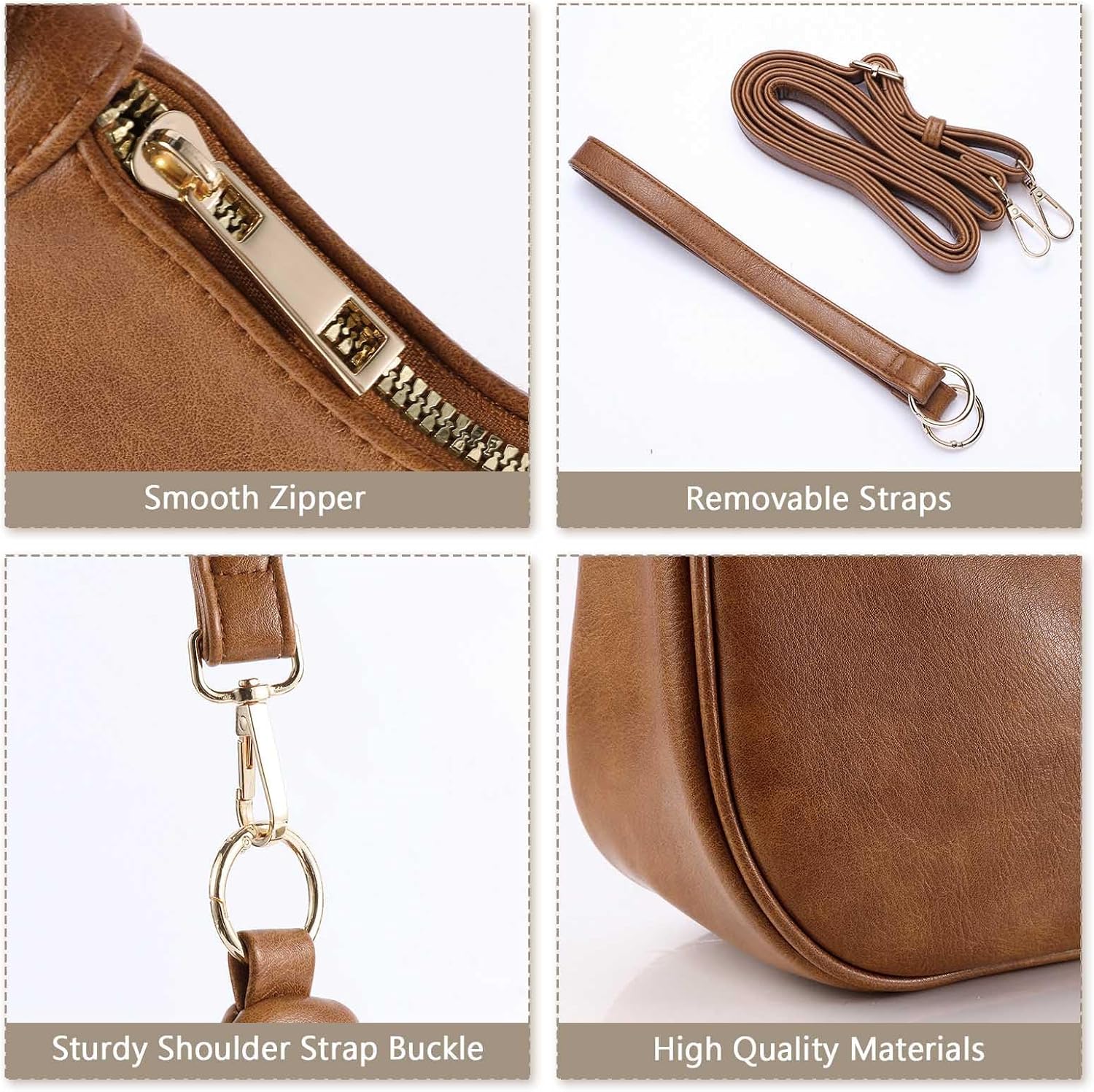 Women's Soft Vegan Leather Hobo Bag with Removable Strap Women's Soft Vegan Leather Hobo Bag with Removable Strap