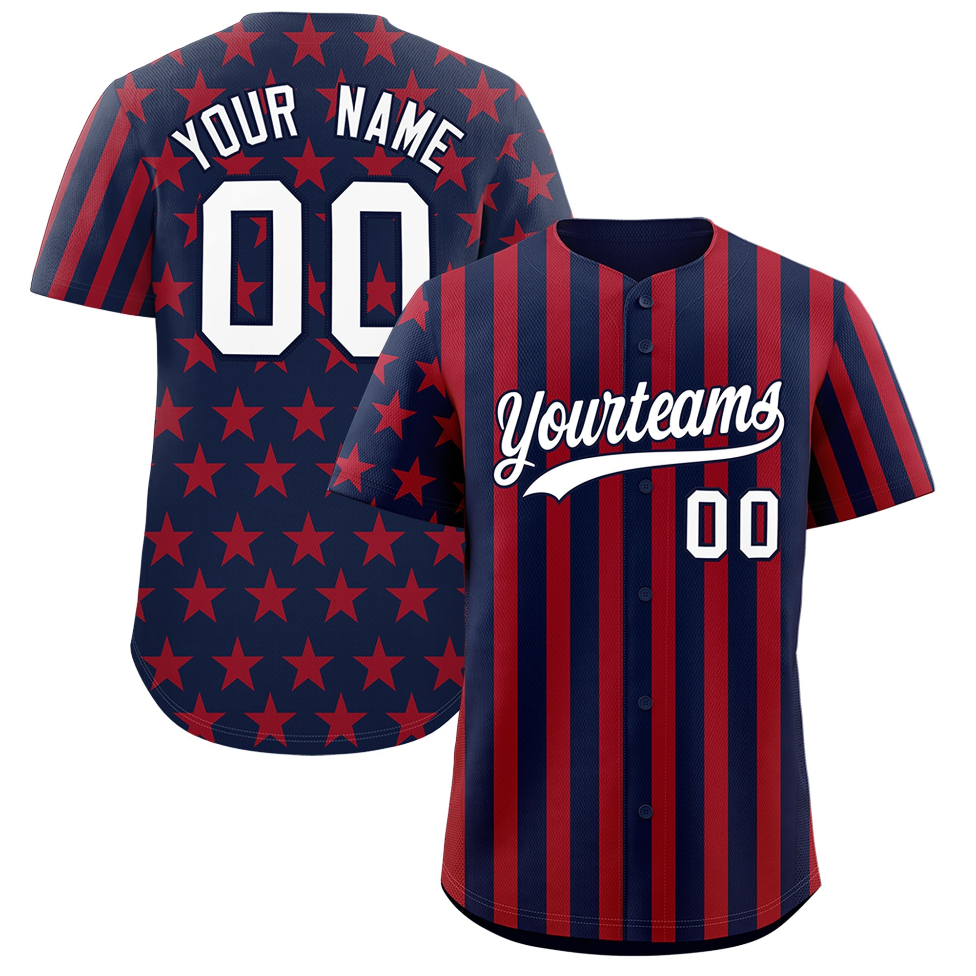 Benutzerdefiniertes Graffiti-Muster-Baseball-Trikot mit amerikanischer Flagge