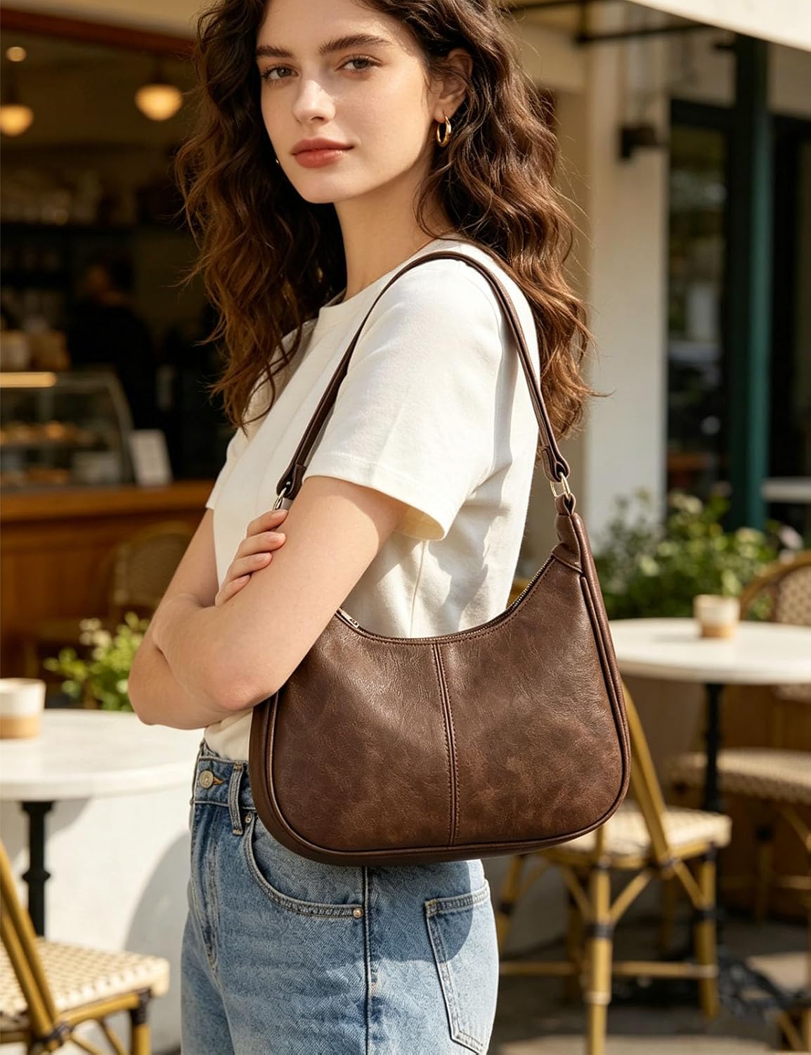 Women's Slouchy Vegan Leather Hobo Bag Crescent Purse Women's Slouchy Vegan Leather Hobo Bag Crescent Purse