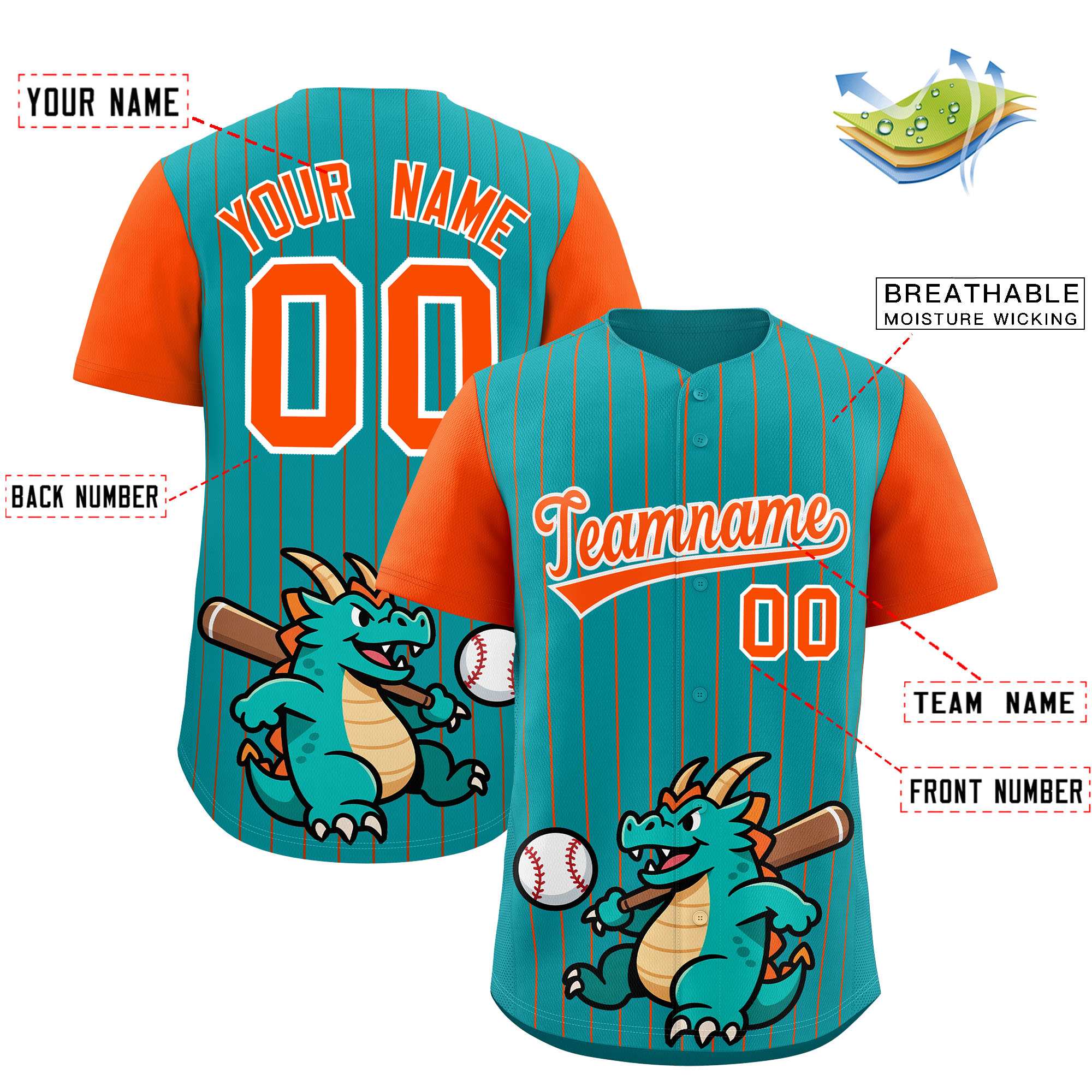 Authentisches Baseball-Trikot mit individuellem Streifen-Tiere-Graffiti-Muster, Raglanärmeln Authentisches Baseball-Trikot mit individuellem Streifen-Tiere-Graffiti-Muster, Raglanärmeln
