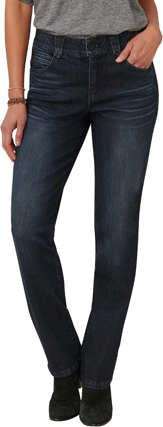 Women's Mid Rise Straight Leg Jeans Dark Wash