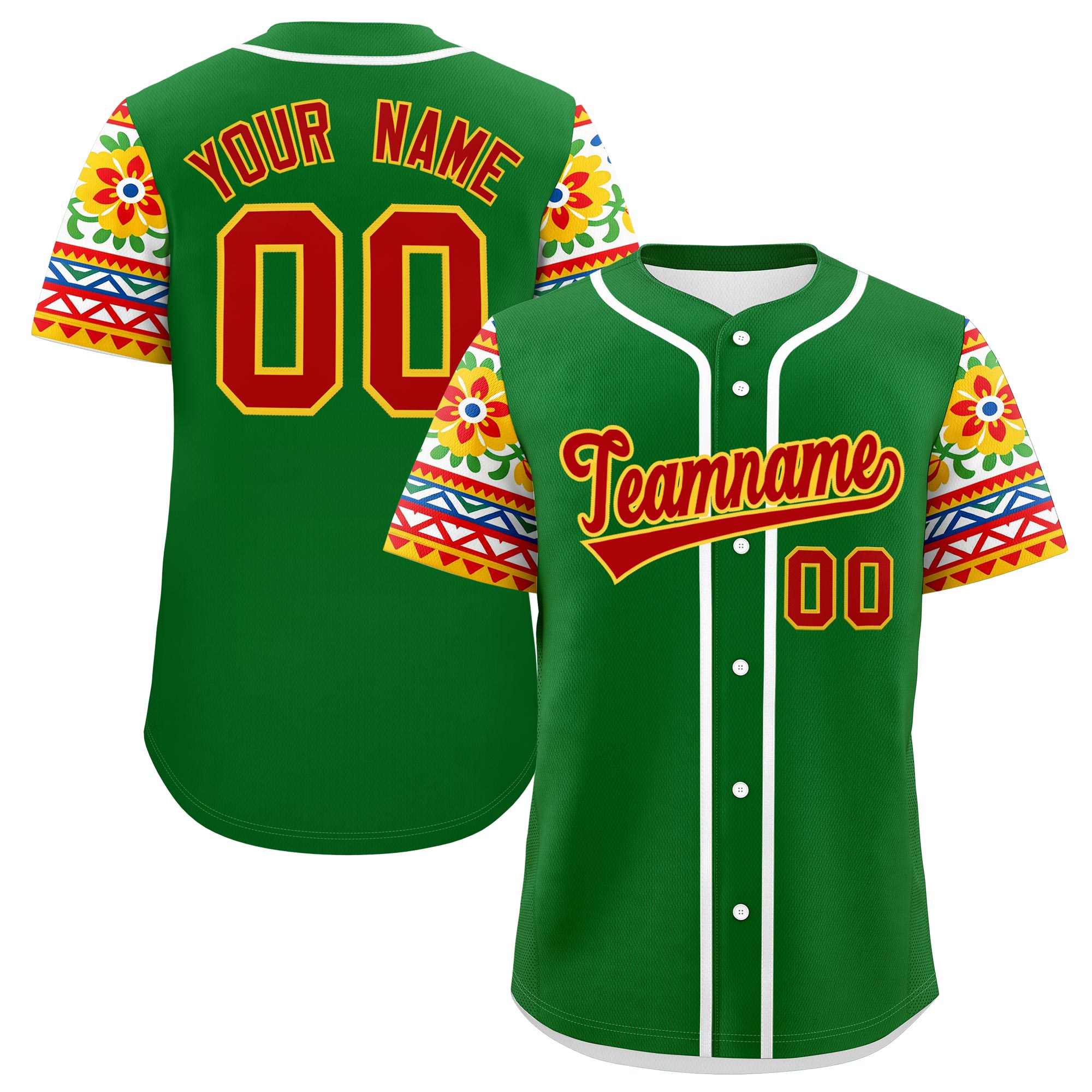 Benutzerdefiniertes Baseball-Trikot aus Stretchstoff mit Graffiti-Muster im mexikanischen Stil Benutzerdefiniertes Baseball-Trikot aus Stretchstoff mit Graffiti-Muster im mexikanischen Stil