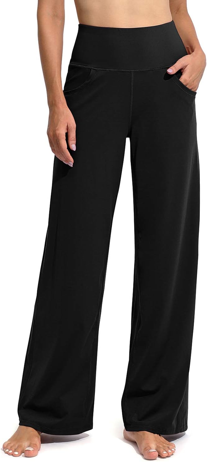 Women's Wide Leg Yoga Pants High Waist Black